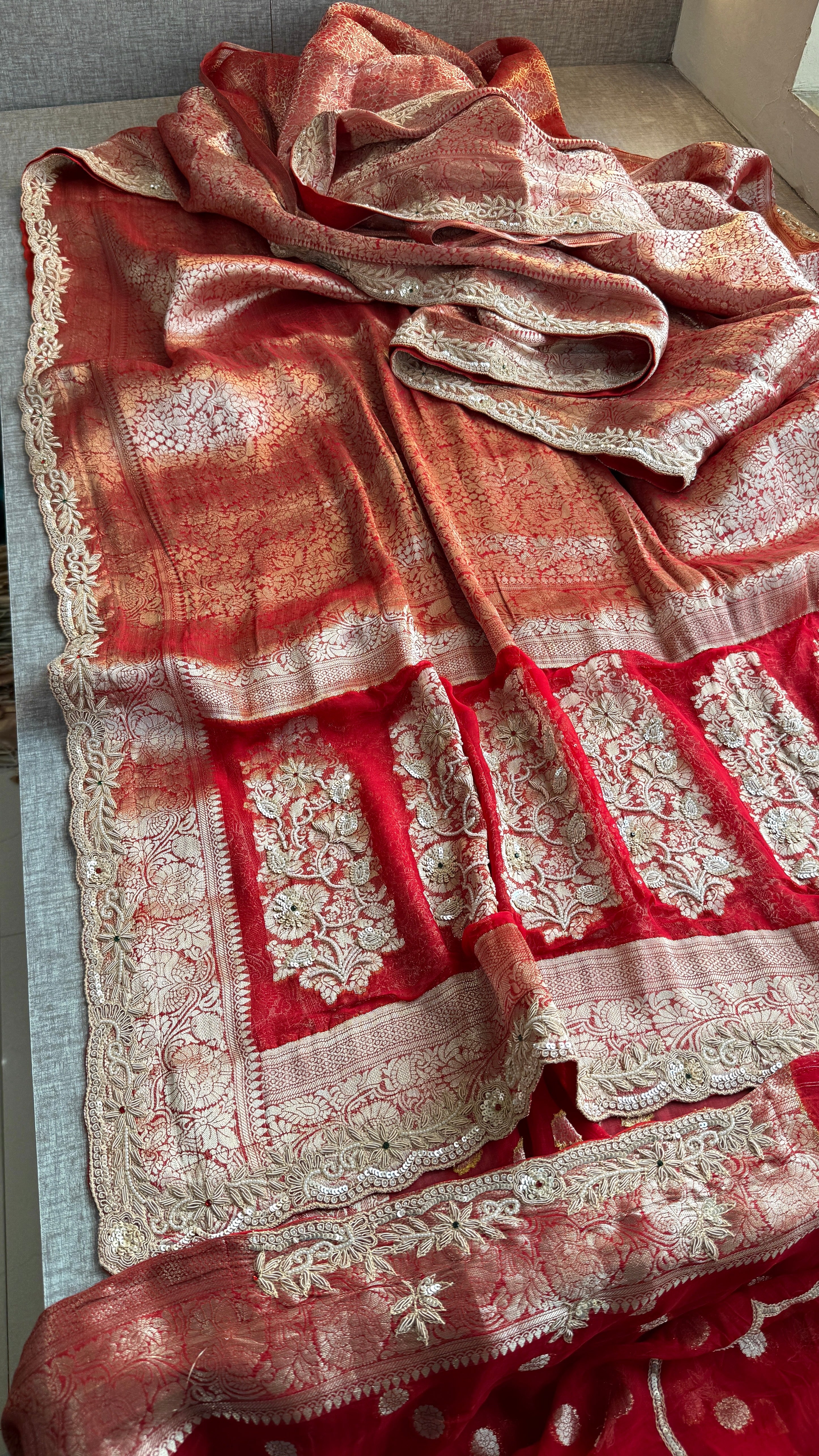 Bridal Georgette Banarasi Zardozi Work Saree