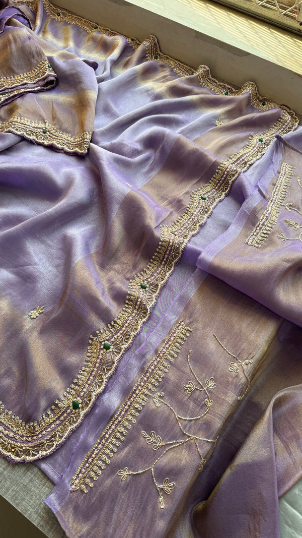 Cosmo Silk Saree with Cutdana, Pearl & Resham Work | Designer Blouse & Stone Embellished Party Wear