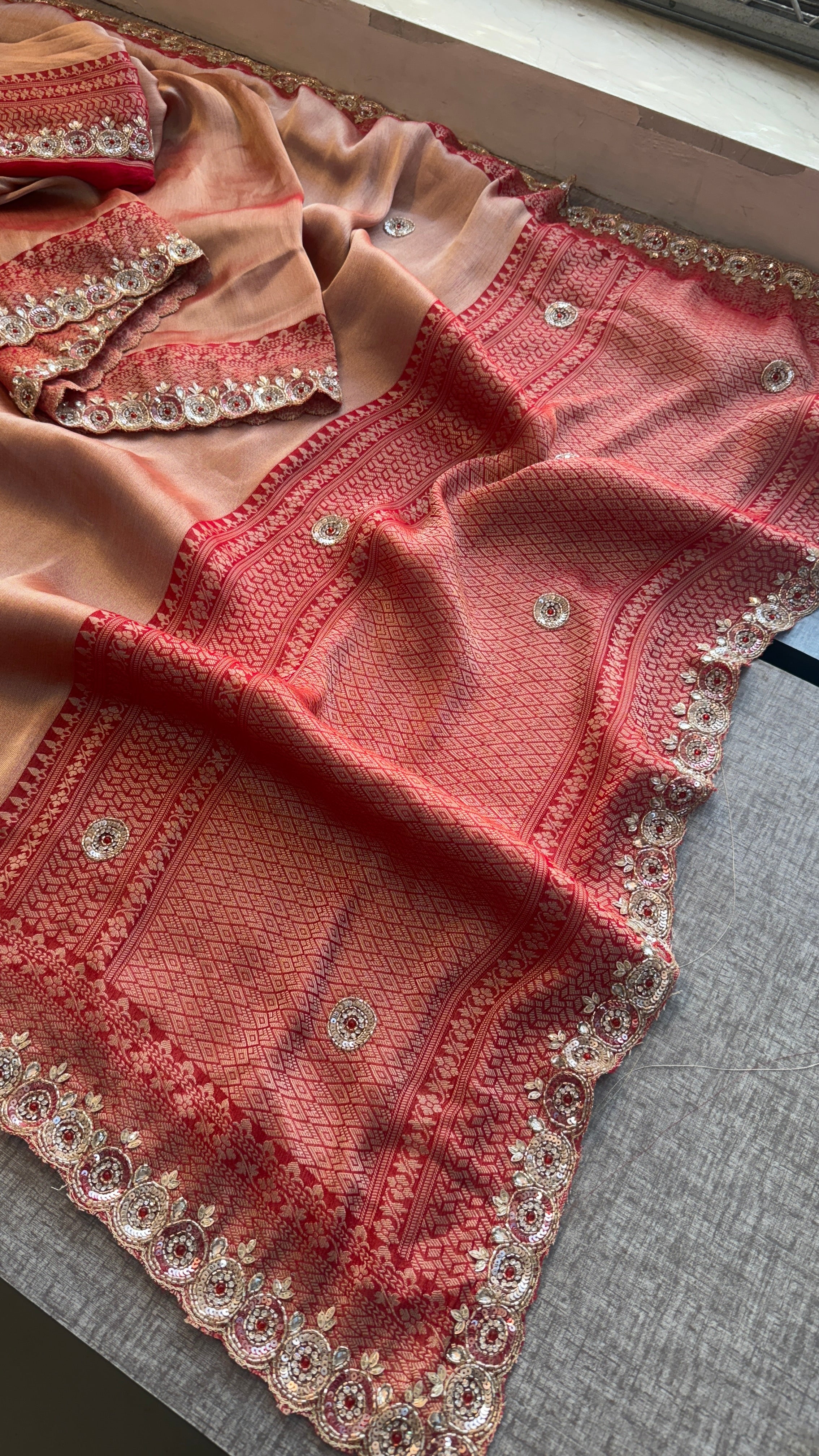 Pure Self Georgette Banarasi Weaving Saree