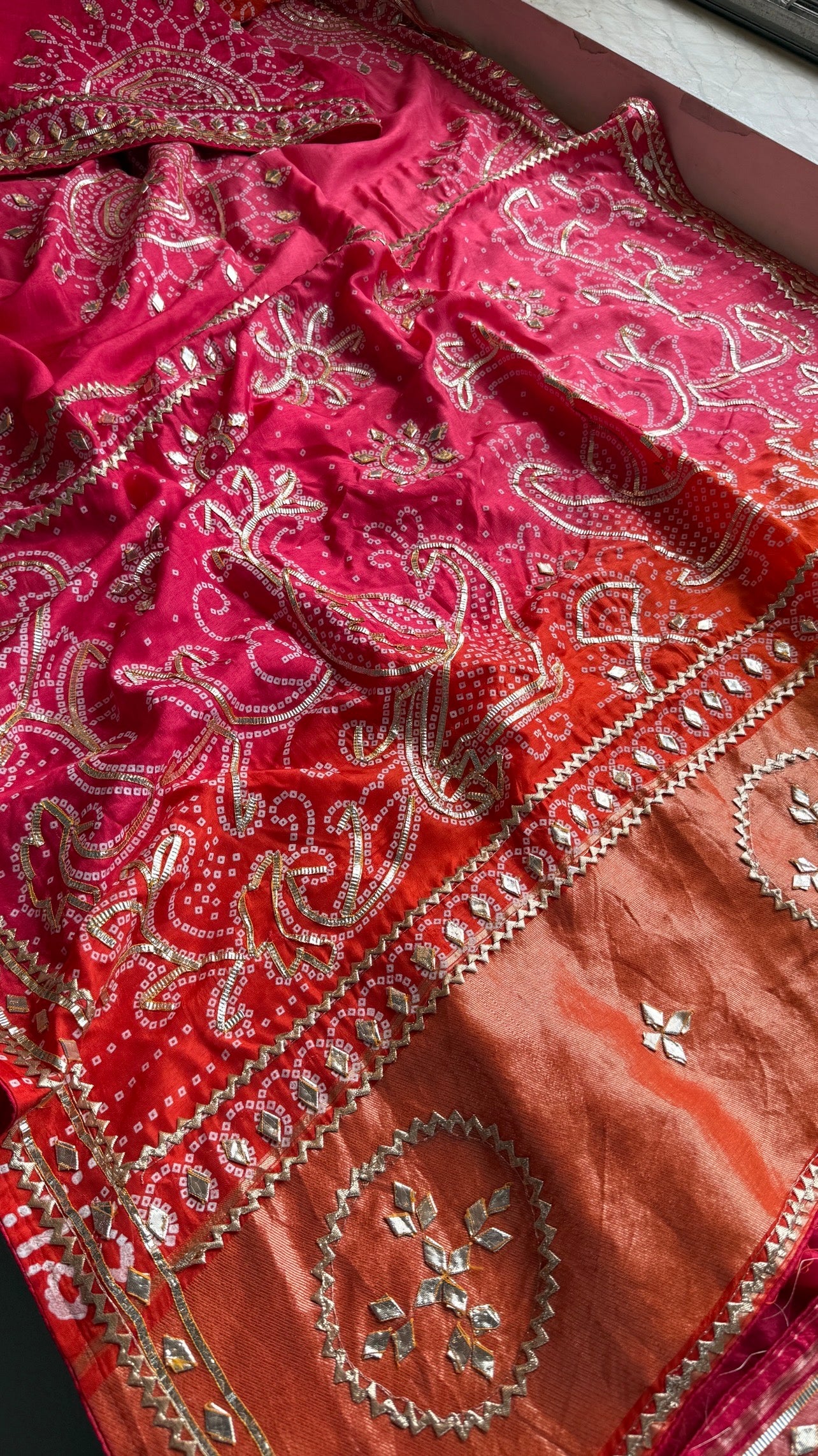 Munga Silk Sikhiya Gotapatti Saree with Peacock Motif & Zari Border | Soft Premium Festive Wear