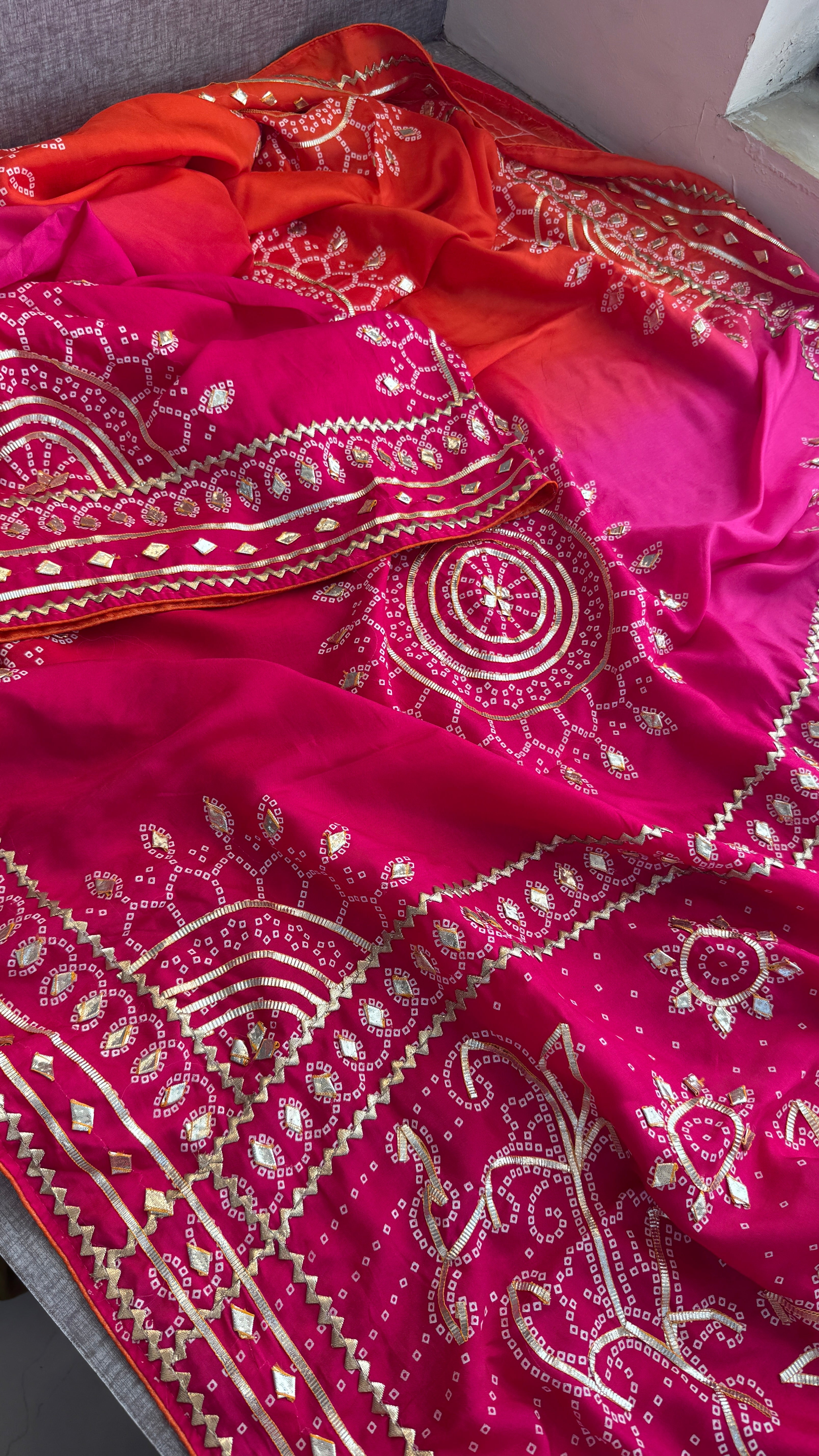 Pure Munga Silk With Sikhiya gotapatti work