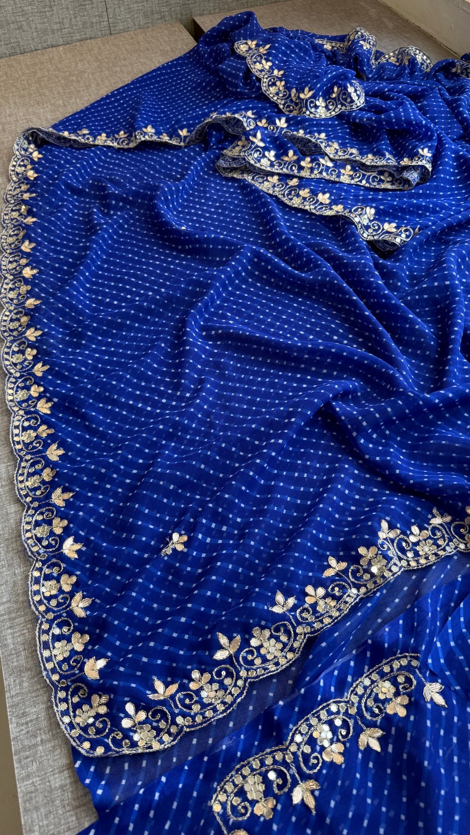 Pure Mothra Saree enhanced with gotapatti Saree in scallop border