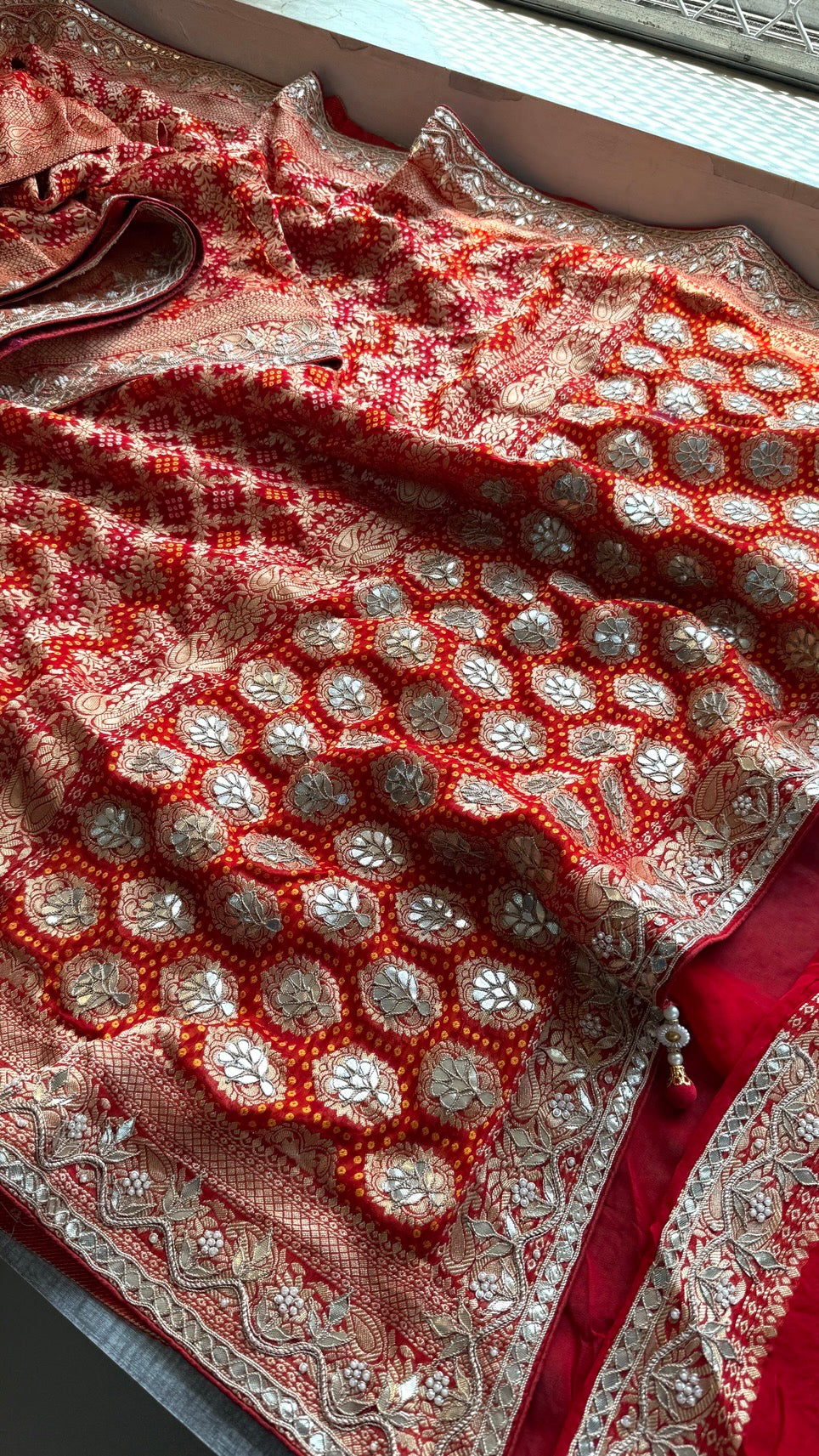 Luxury Khaddi Georgette Saree with Gotapatti & Banarasi Zari Elegance