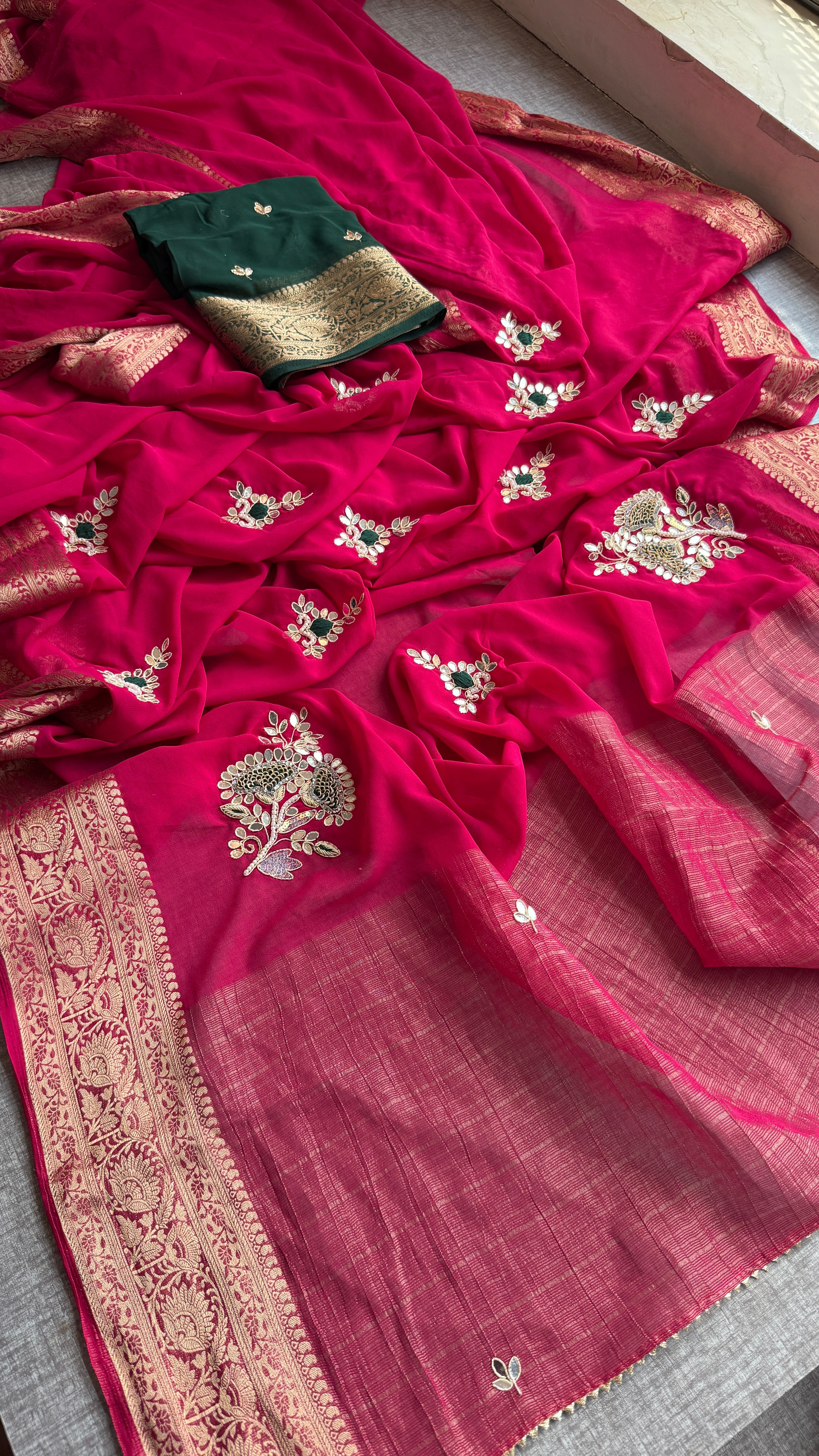 Pure Munga Silk handwork saree