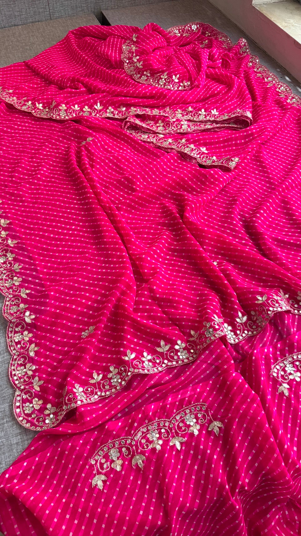 Pure Mothra Saree enhanced with gotapatti Saree in scallop border