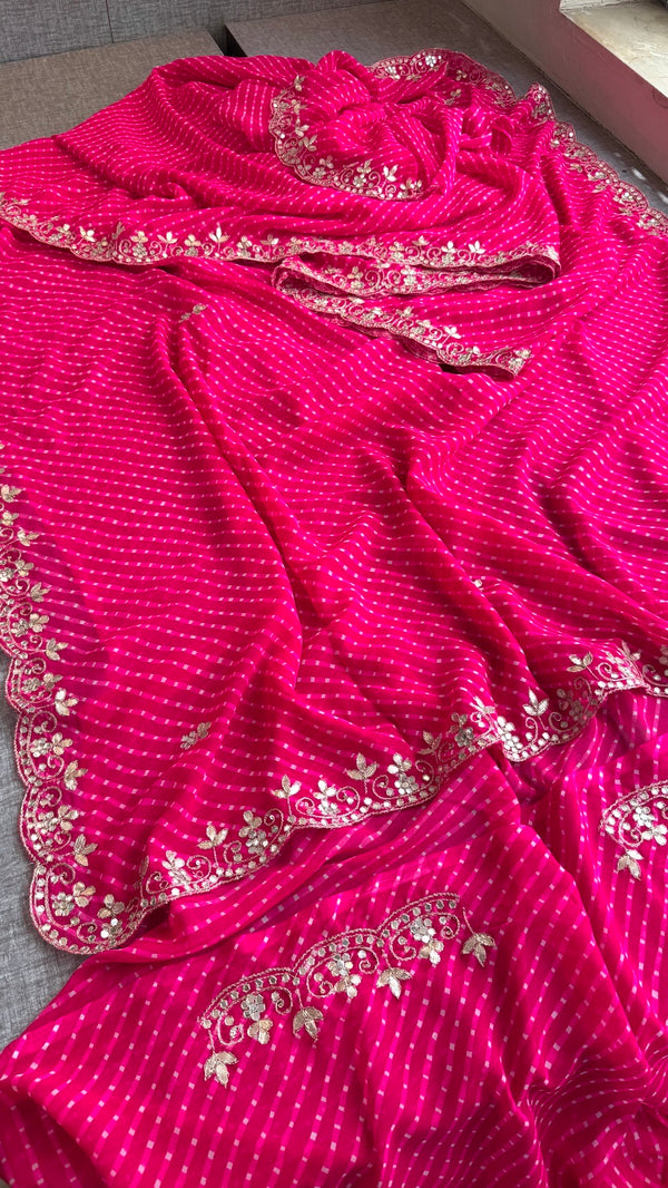 Pure Mothra Saree enhanced with gotapatti Saree in scallop border