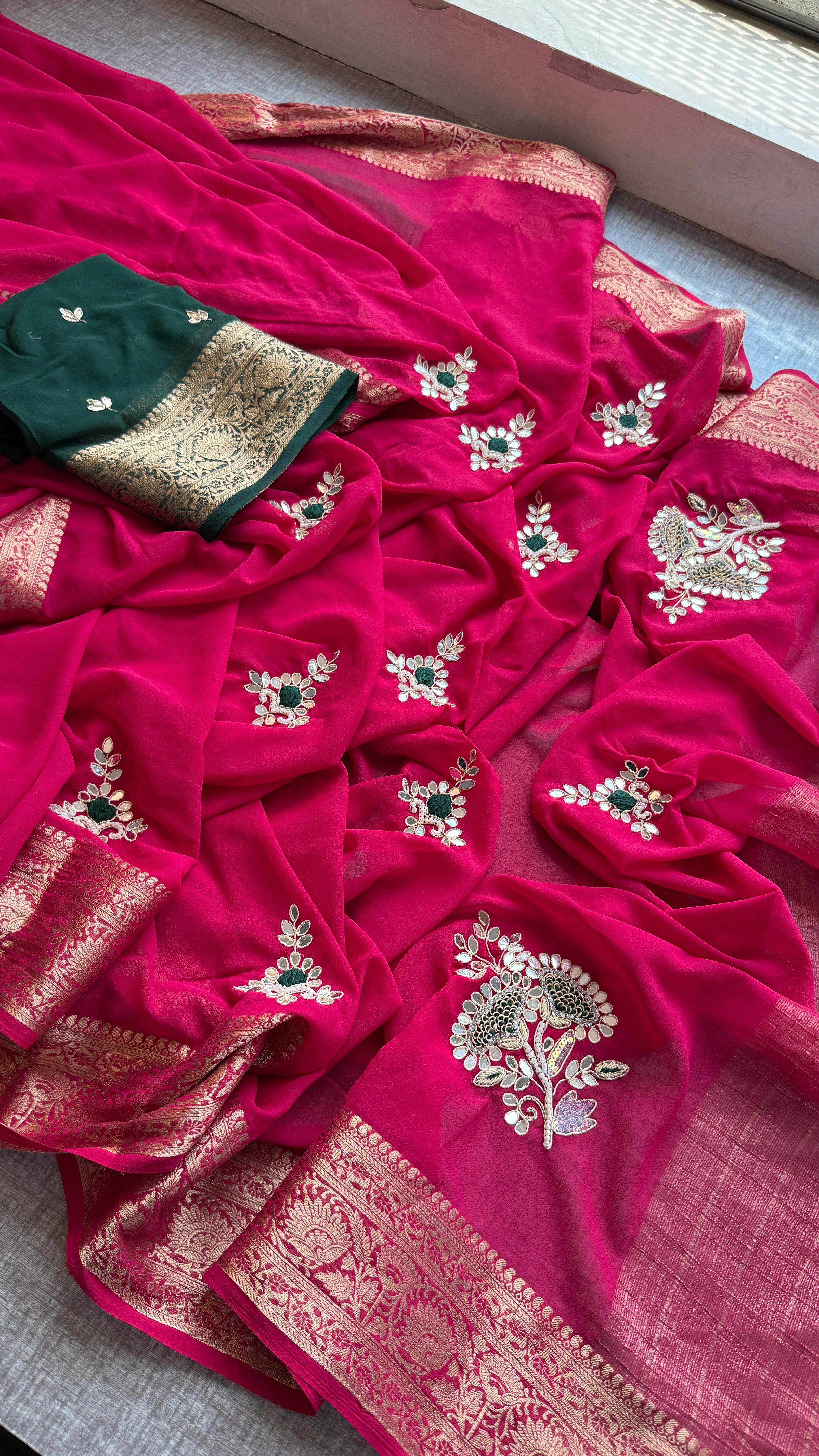 Pure Munga Silk handwork saree