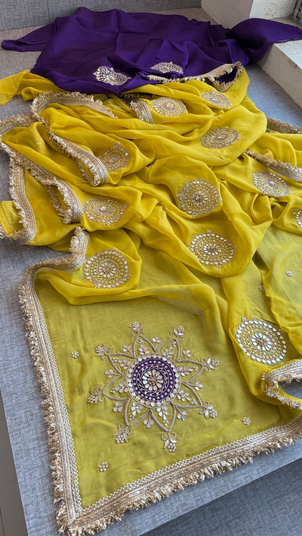 Pure Organza Saree with Heavy Gotapatti Handwork & Kiran Border – Premium Festive Collection