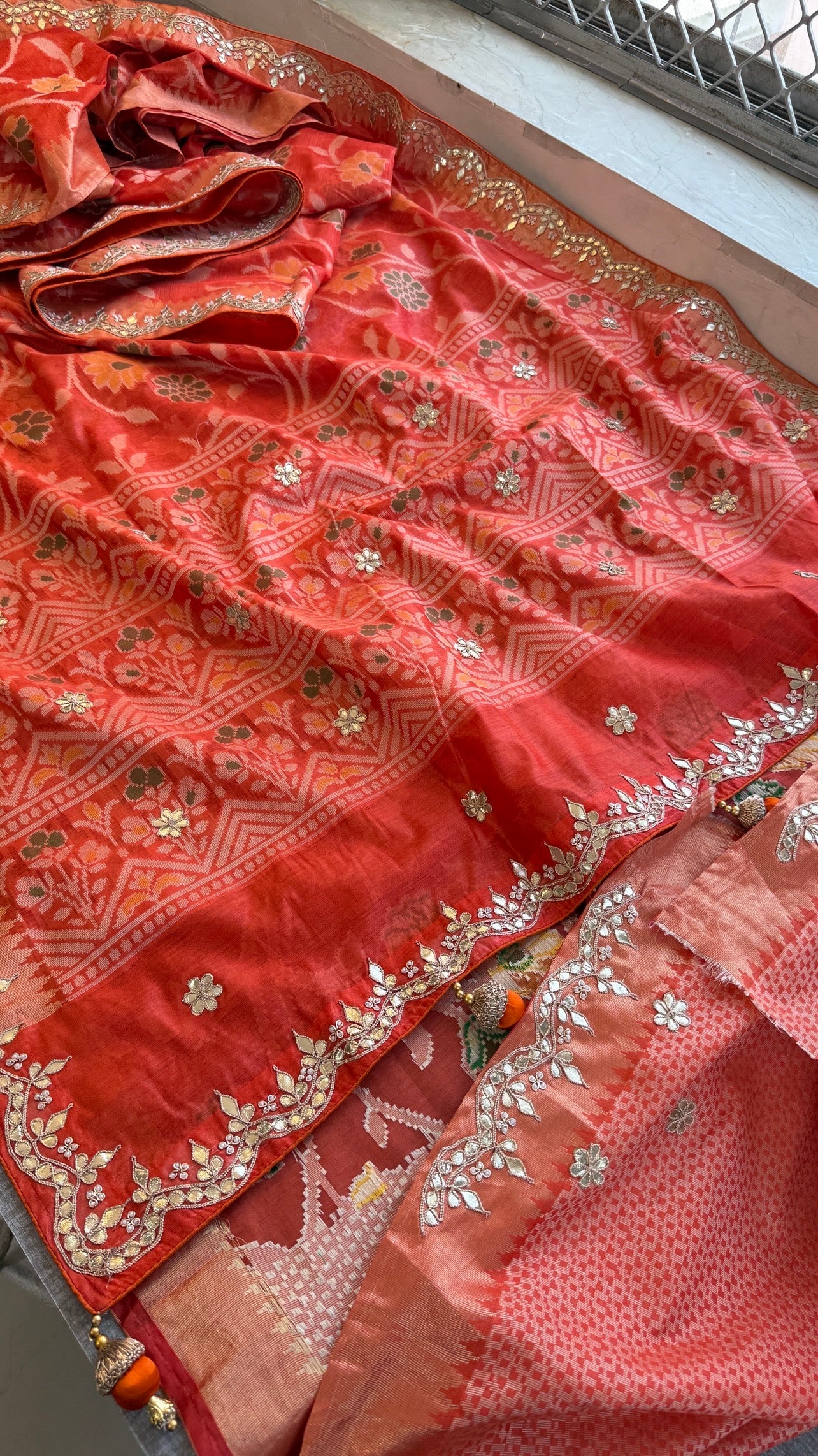 Patola Orange Banarasi Saree