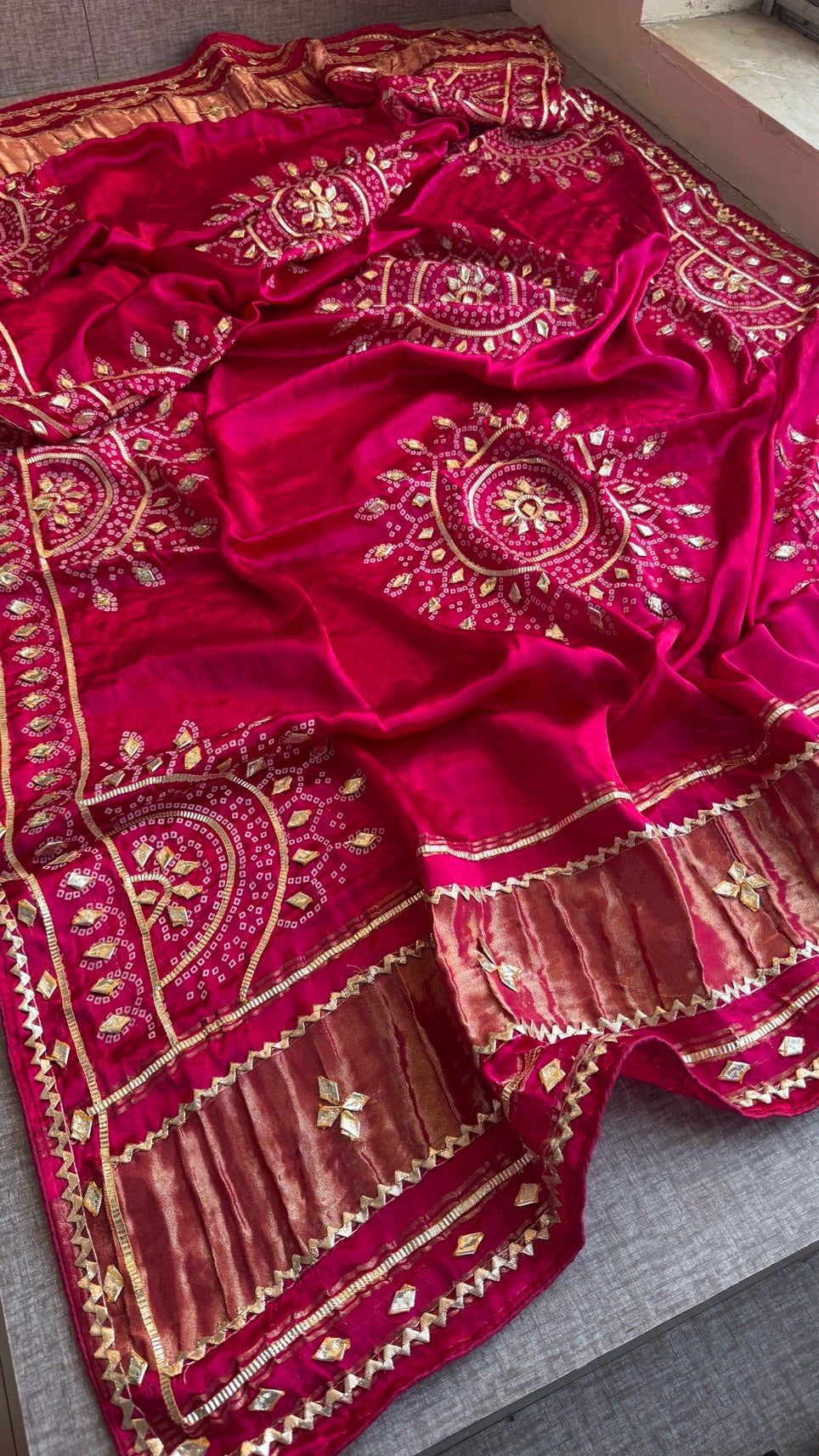 Gajji Silk Dupatta with Sikhiya Gotta Work – Soft Festive Designer Dupatta
