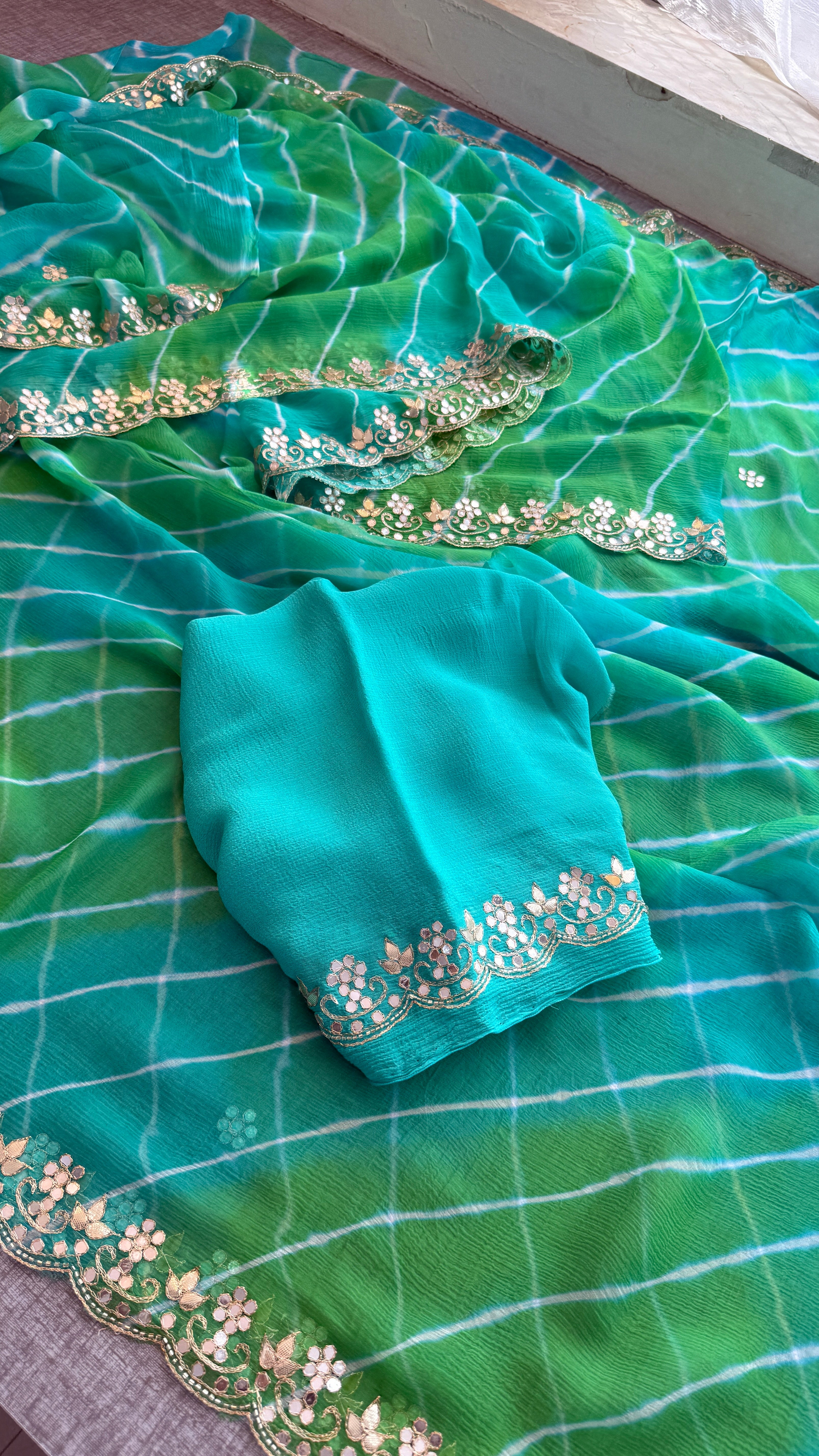 Pure chiffon leheriya Saree