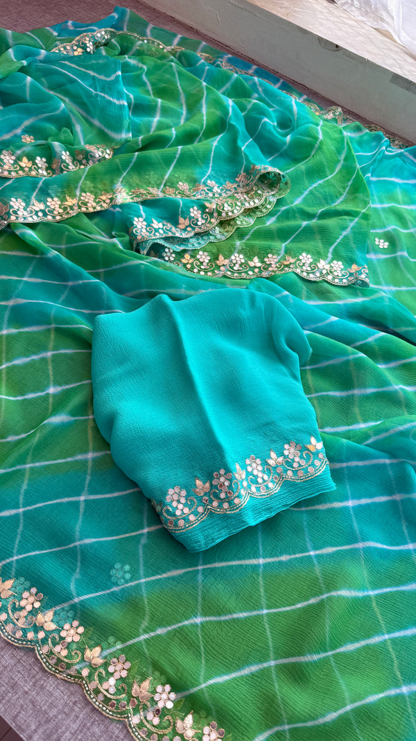 Pure chiffon leheriya Saree