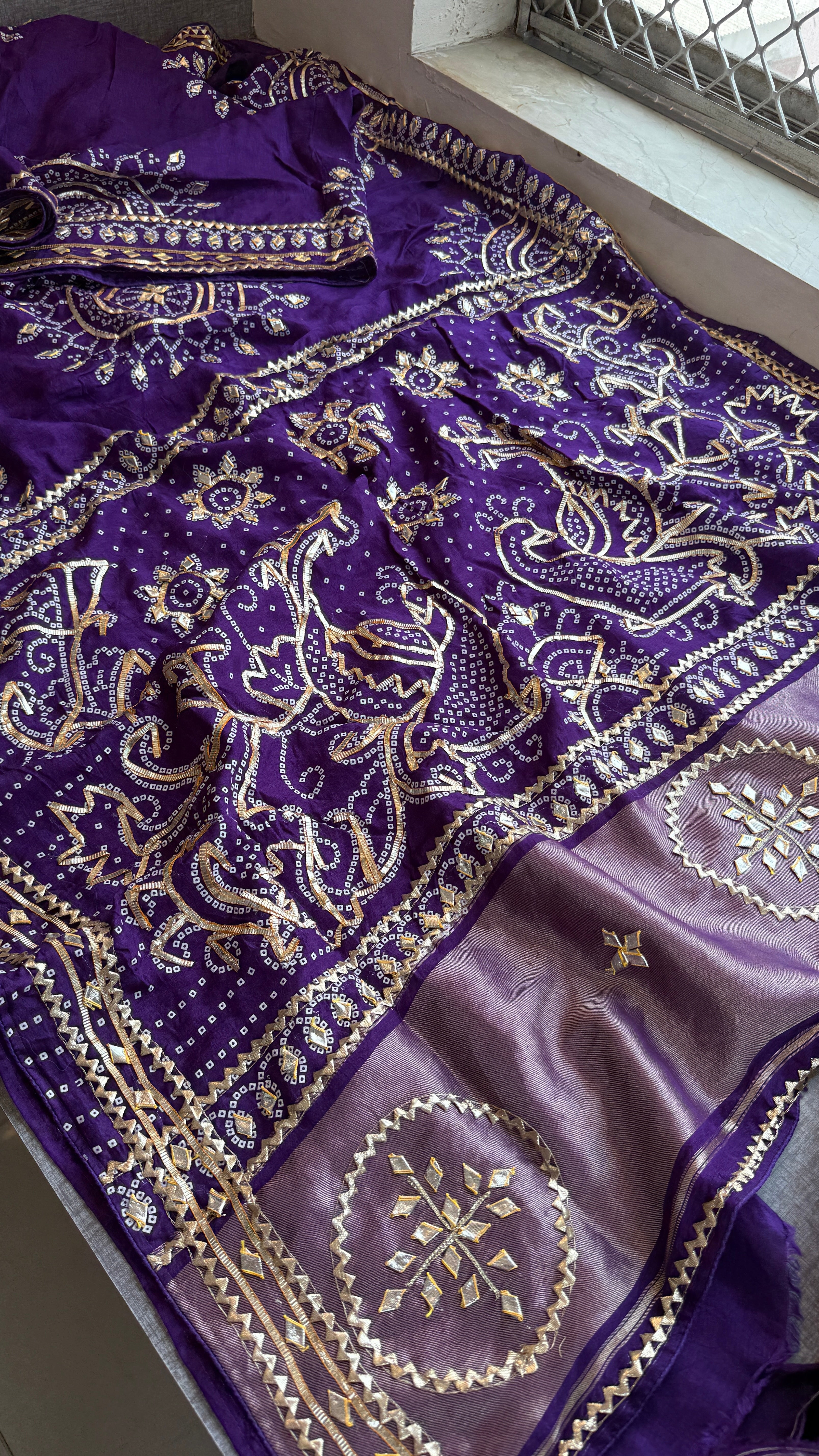 Munga Silk Sikhiya Gotapatti Saree with Peacock Motif & Zari Border | Soft Premium Festive Wear