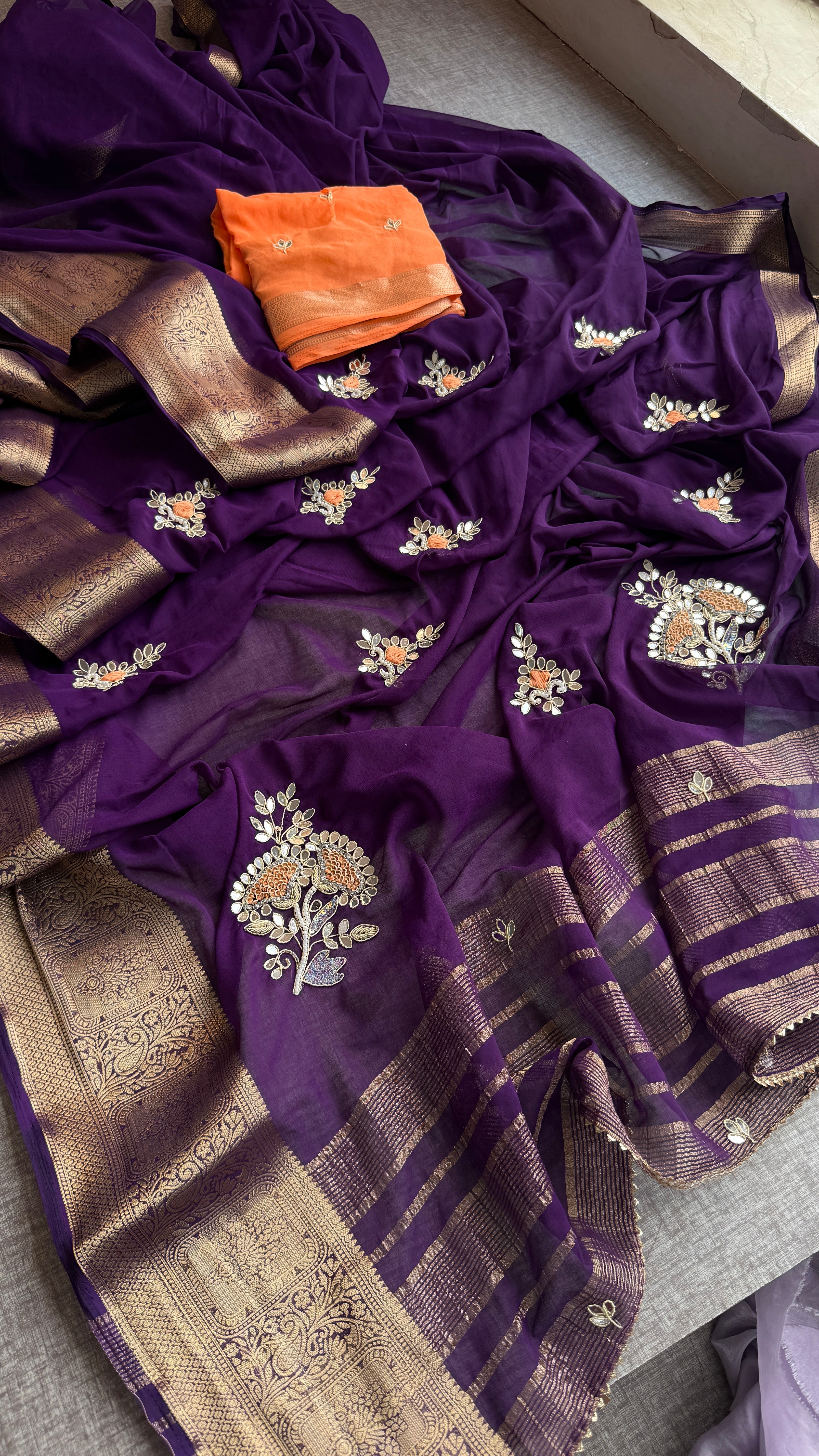 Pure Munga Silk handwork saree