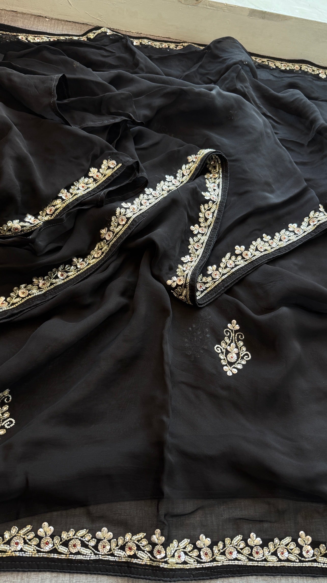 Black organza soft silk Saree