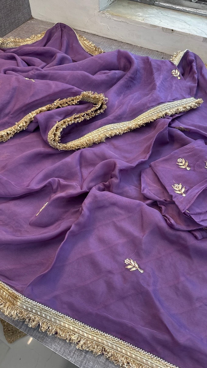 Pure organza handwork Saree