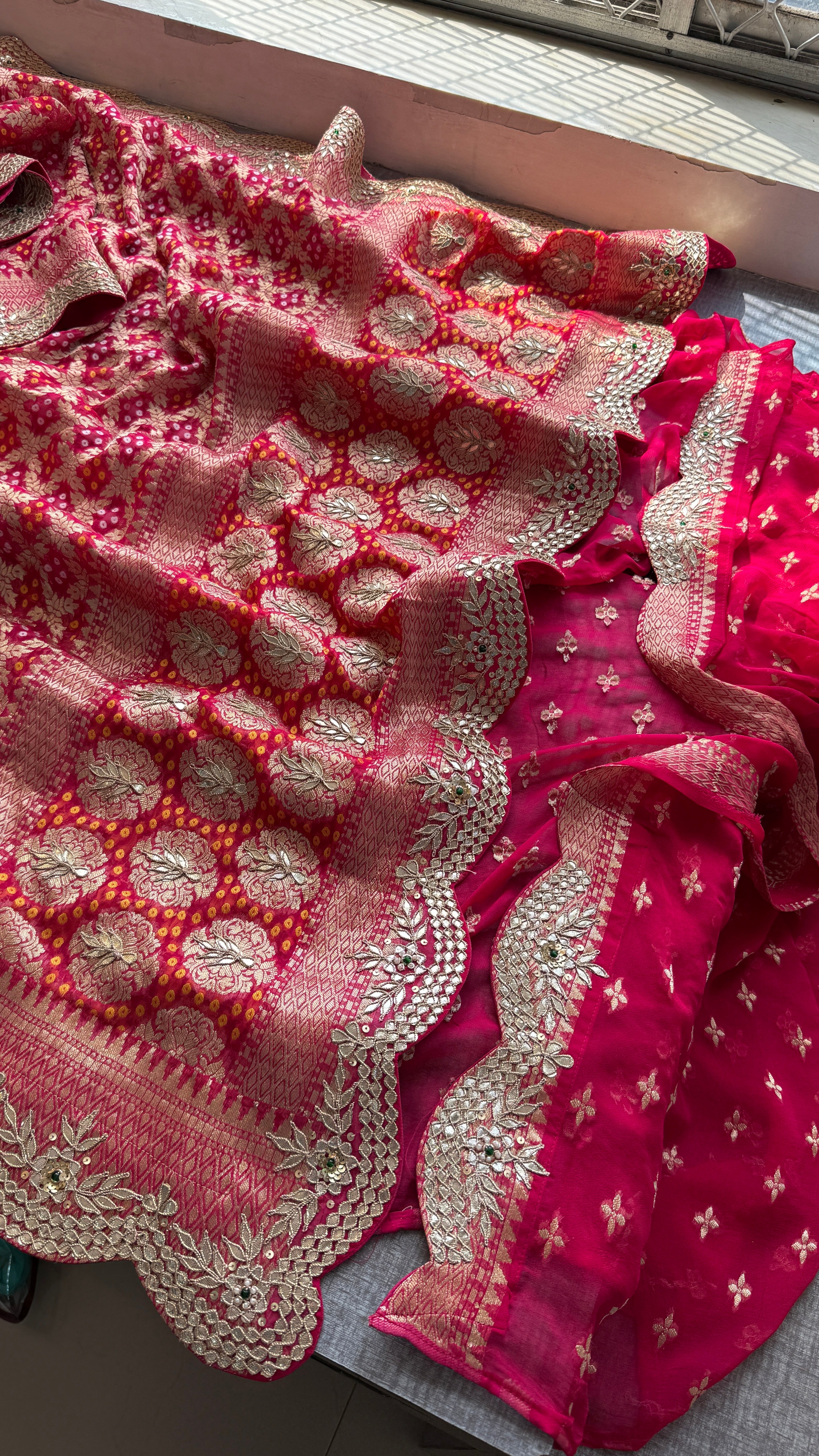 Khaddi Georgette Gharchola Saree Adorned with Gotapatti