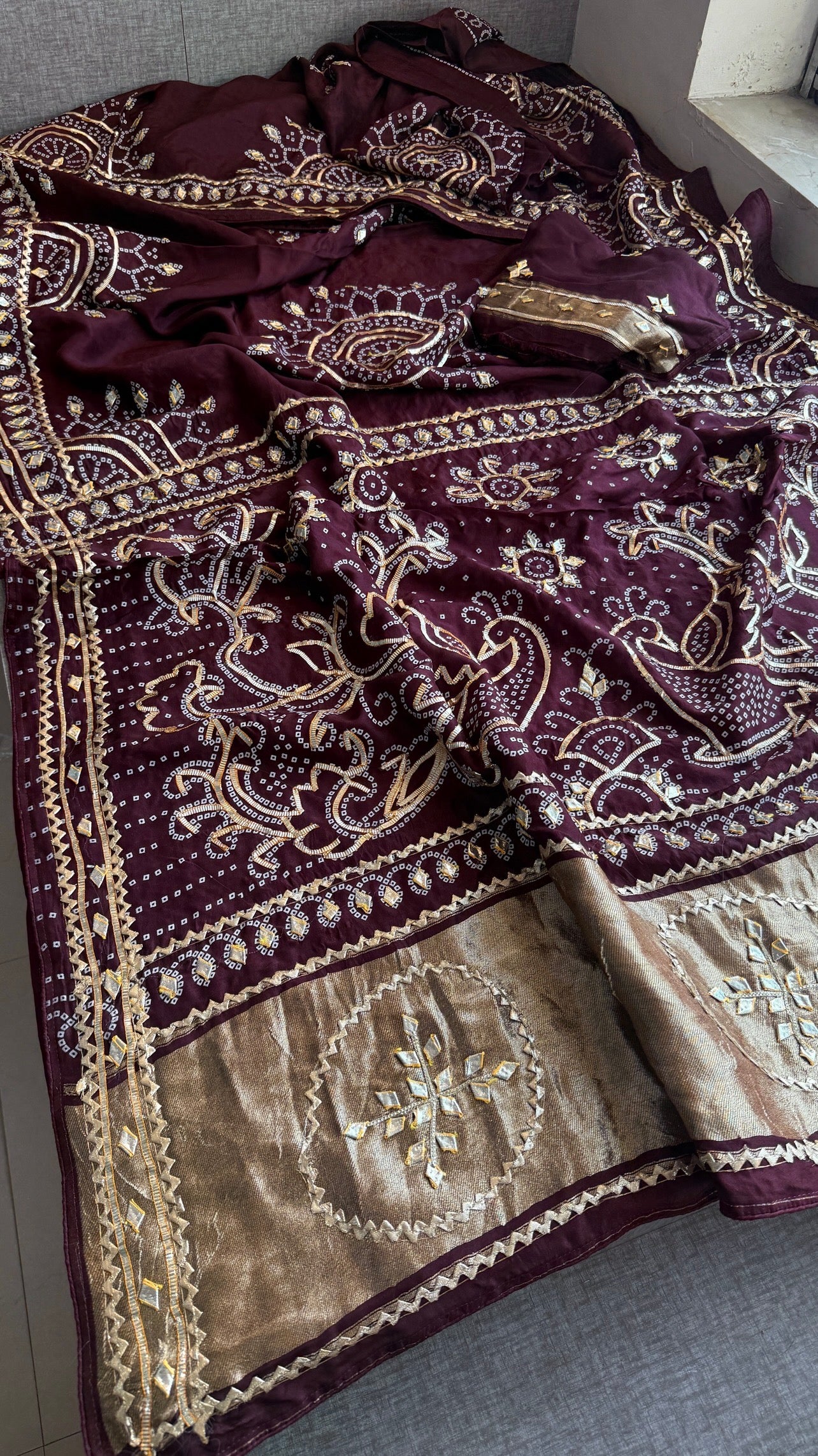 Munga Silk Sikhiya Gotapatti Saree with Peacock Motif & Zari Border | Soft Premium Festive Wear