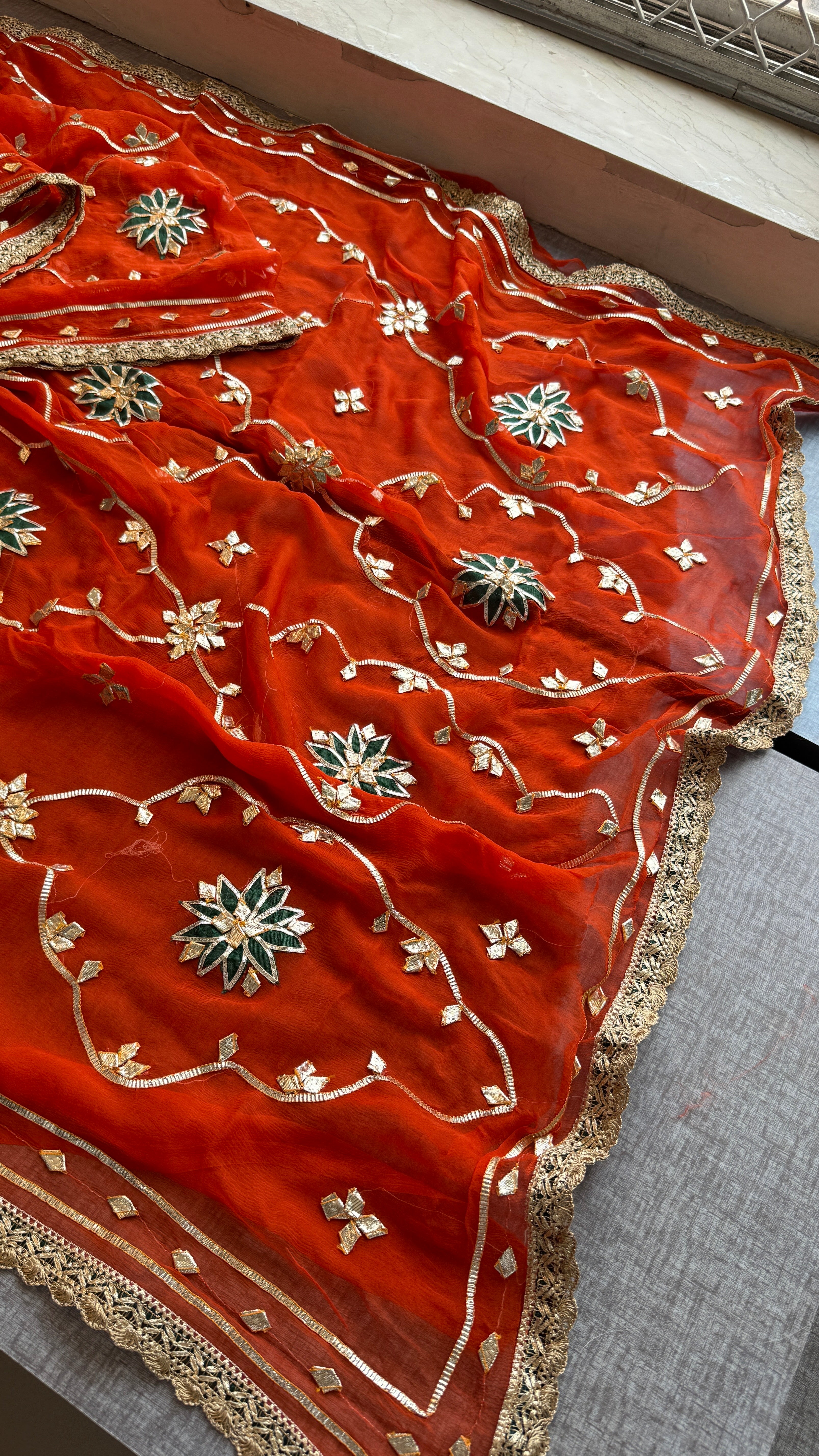Chiffon Sikhiya gotapatti Saree
