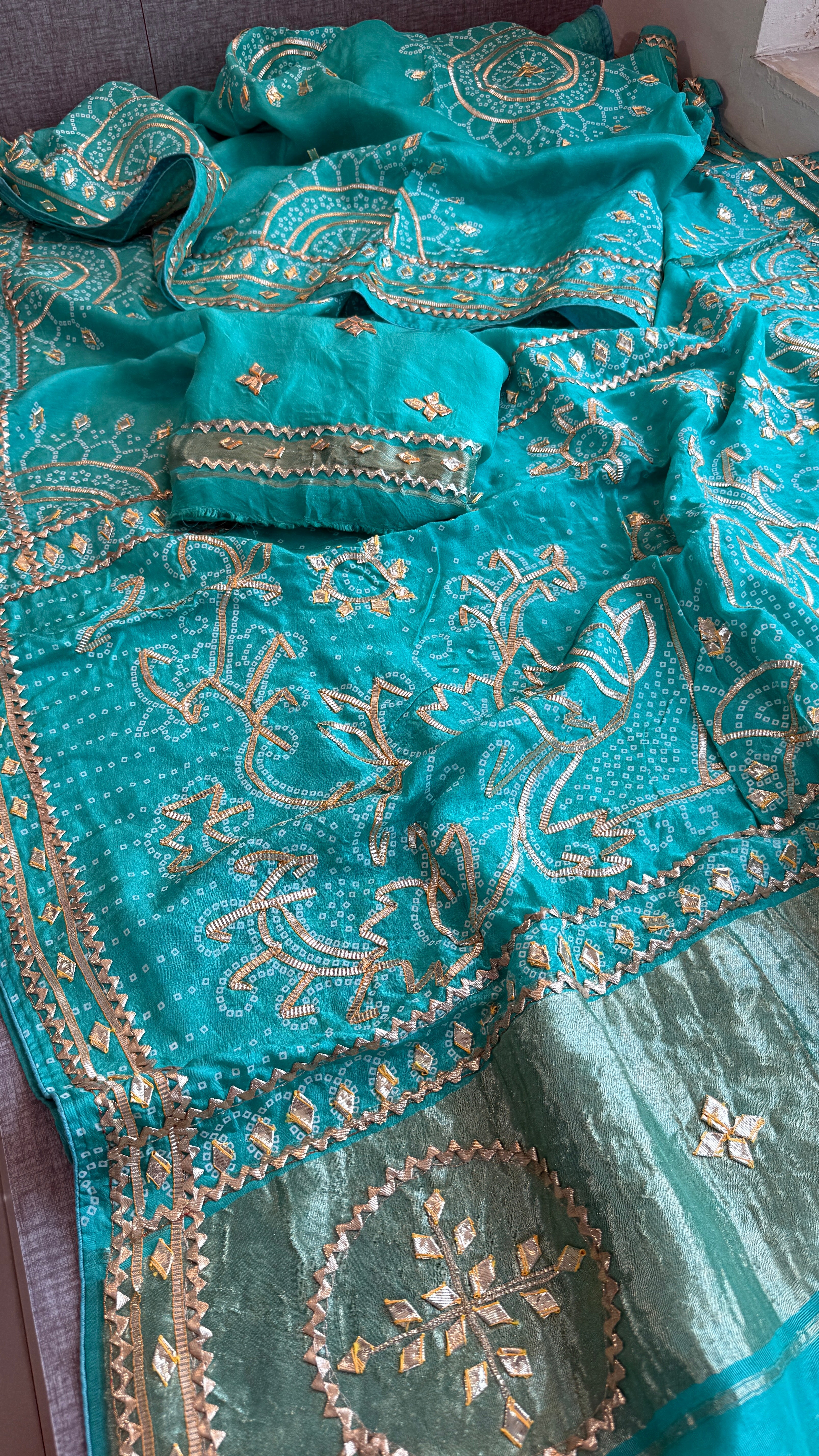 Munga Silk Sikhiya Gotapatti Saree with Peacock Motif & Zari Border | Soft Premium Festive Wear