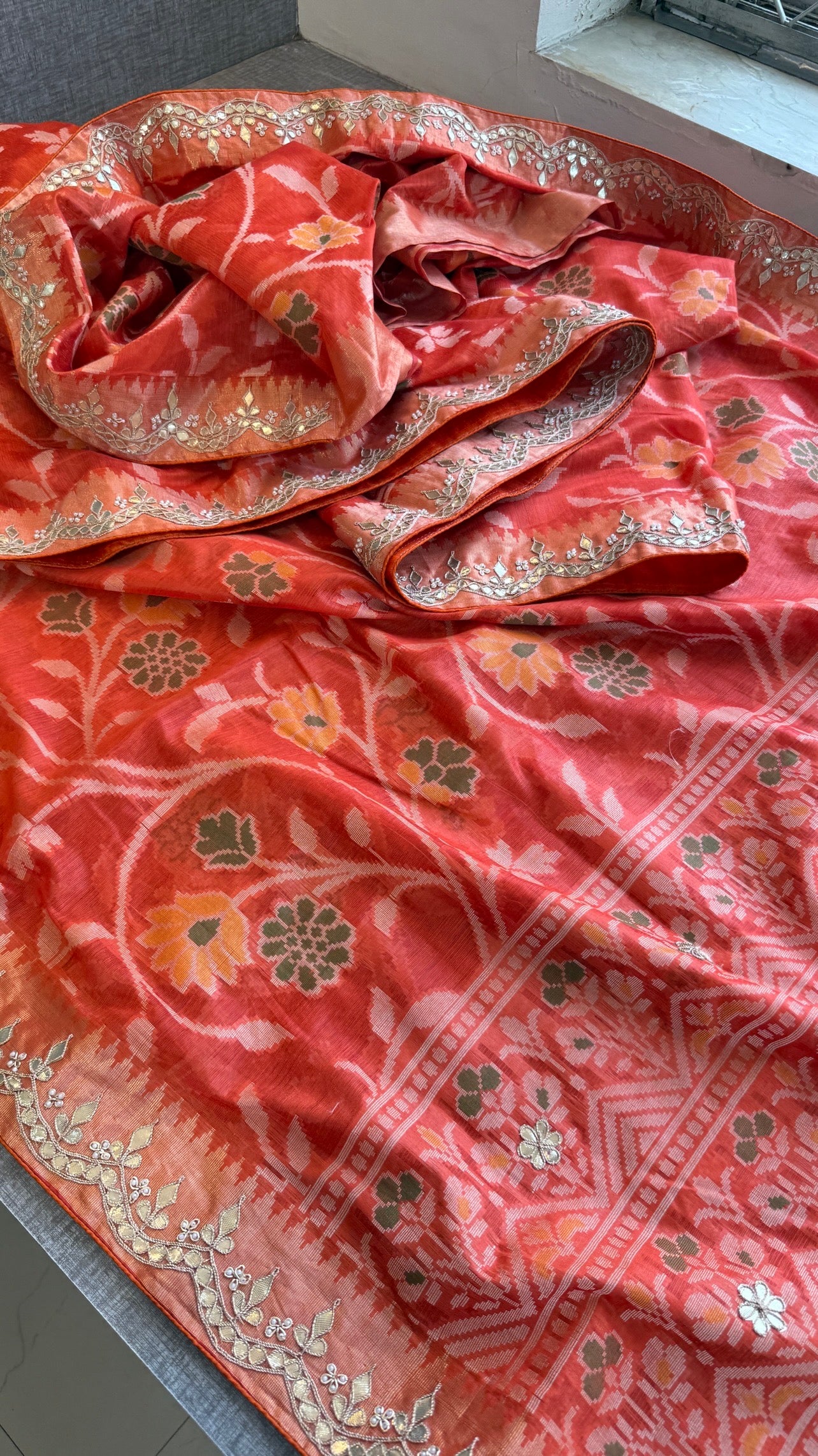 Patola Orange Banarasi Saree