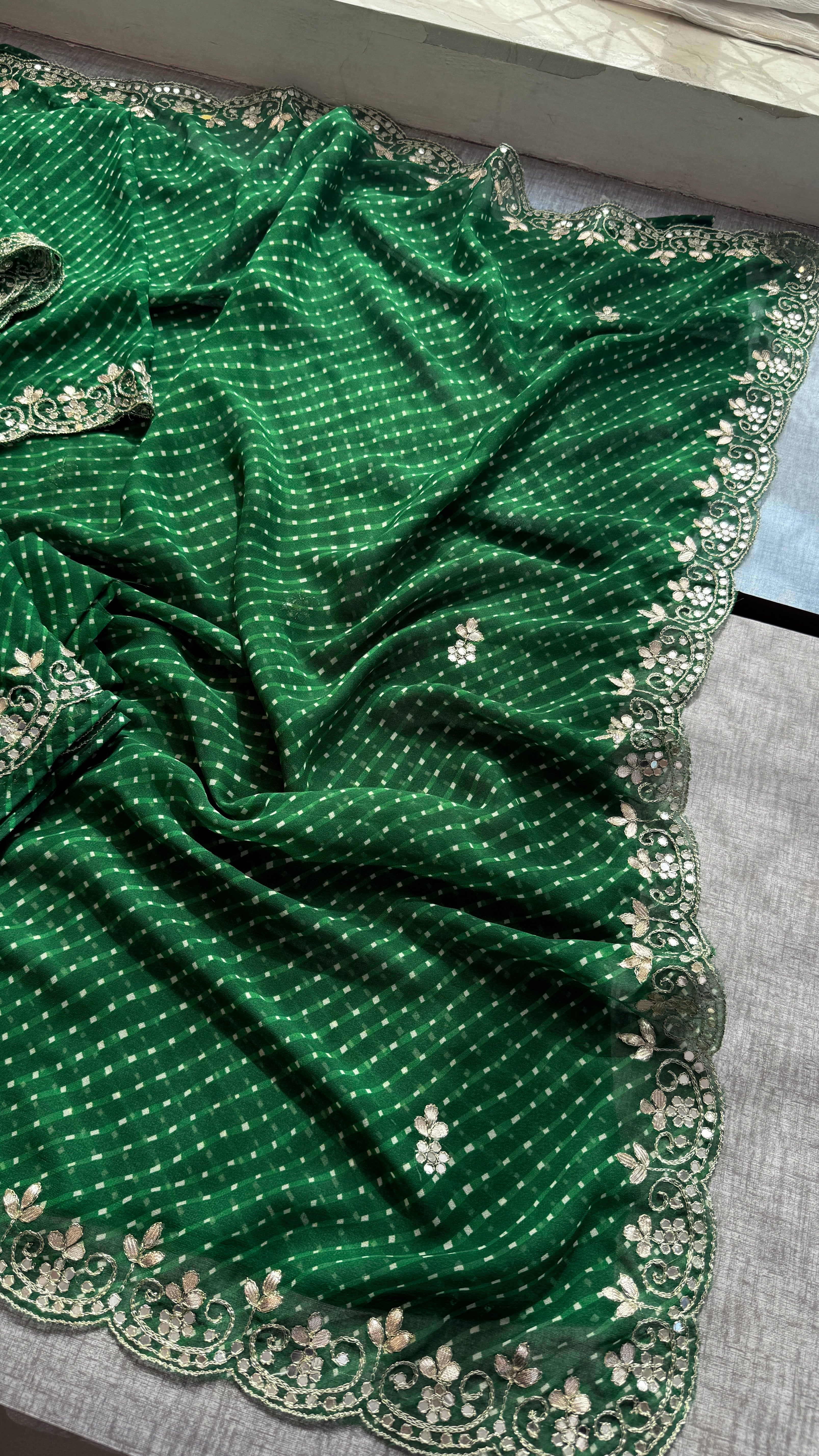 Pure Mothra Saree enhanced with gotapatti Saree in scallop border