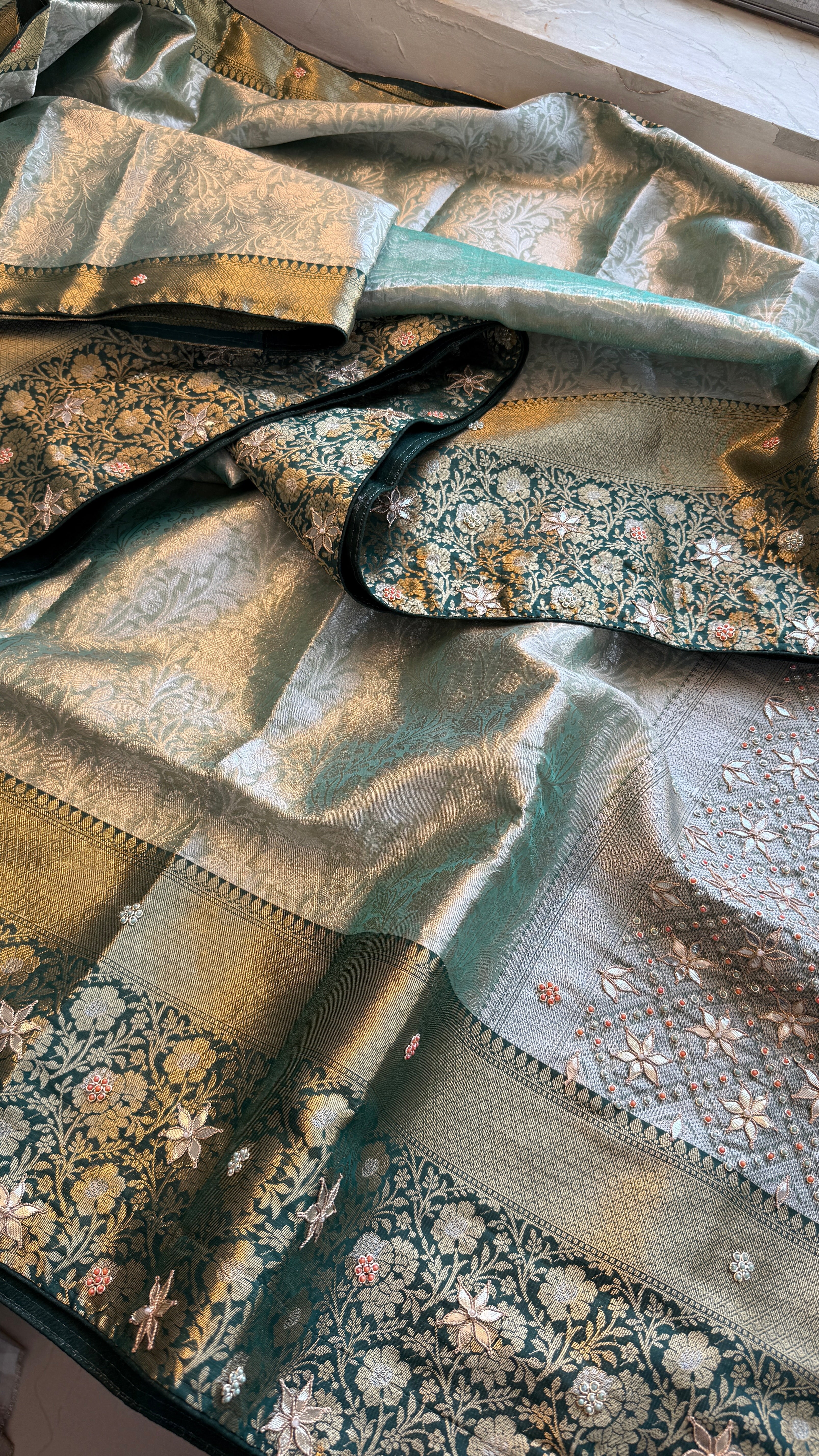 Pure Kanjivaram Meena Silk Bansrasi Saree
