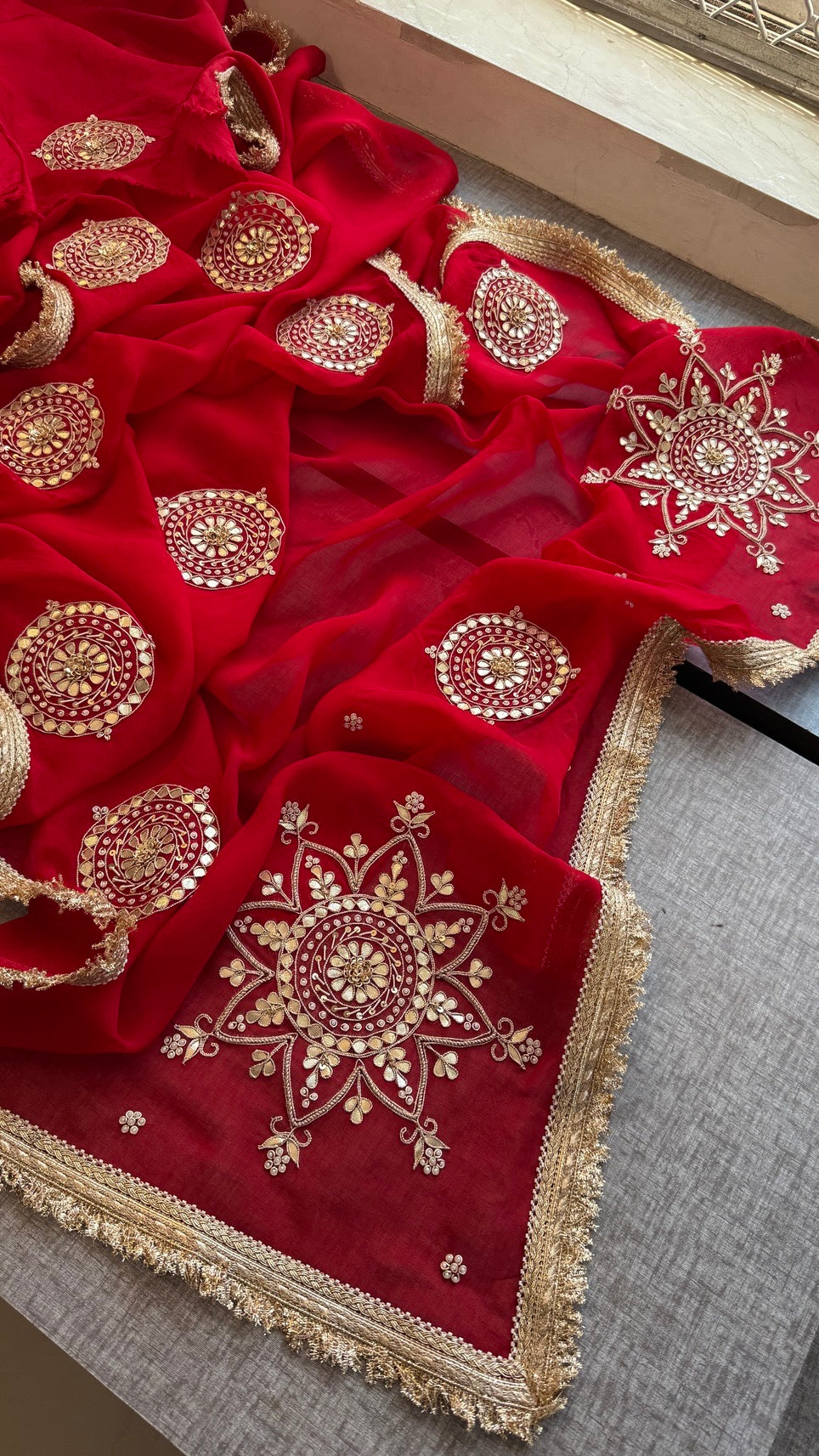 Pure Organza Saree with Heavy Gotapatti Handwork & Kiran Border – Premium Festive Collection