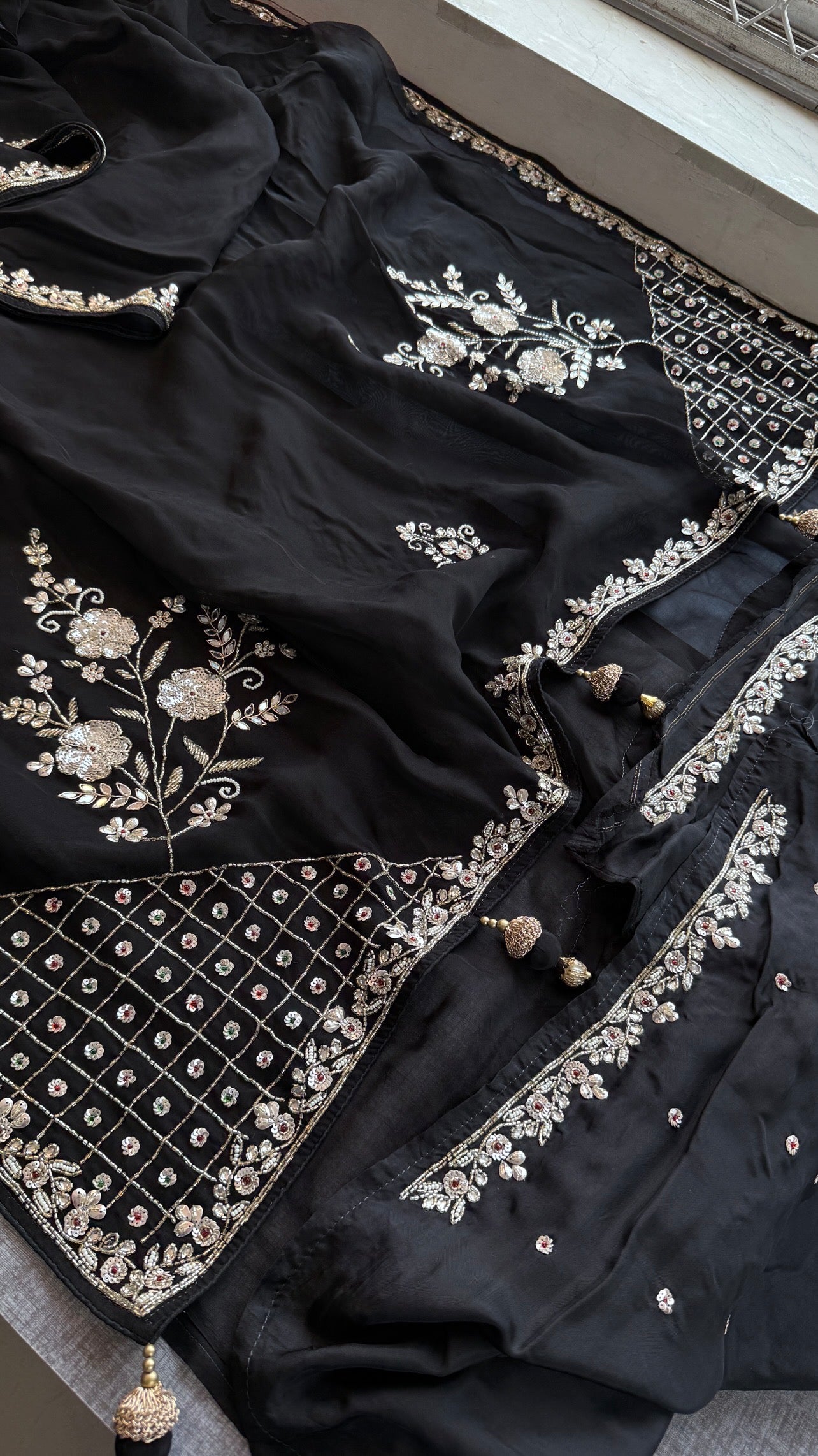 Black organza soft silk Saree