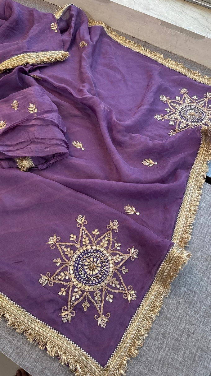 Pure organza handwork Saree