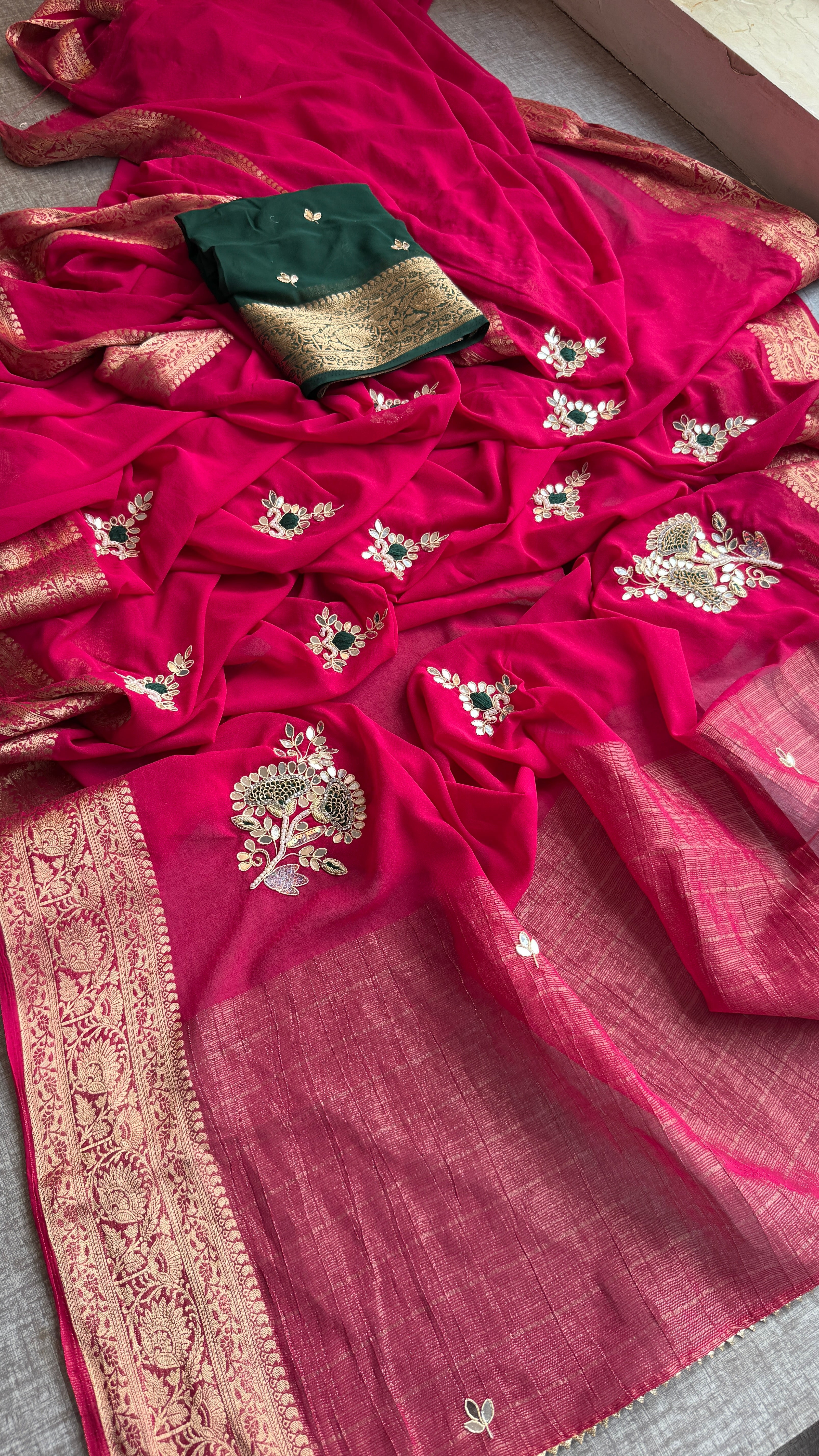 Pure Munga Silk handwork saree