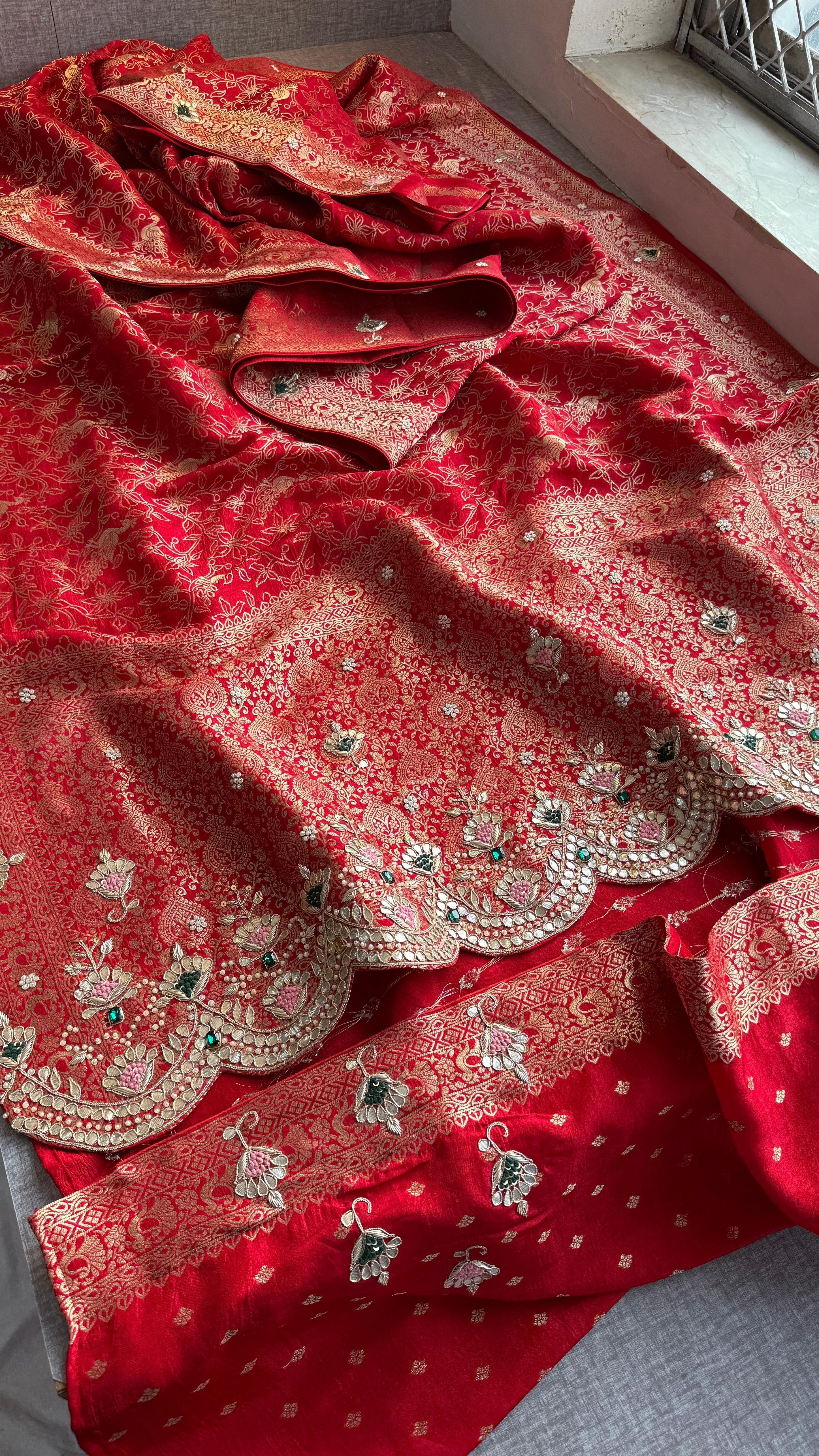 Crimson Dream Banarasi Georgette Stone Work Saree