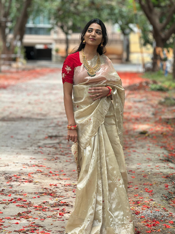 Tissue Silk Saree with Heavy Pallu