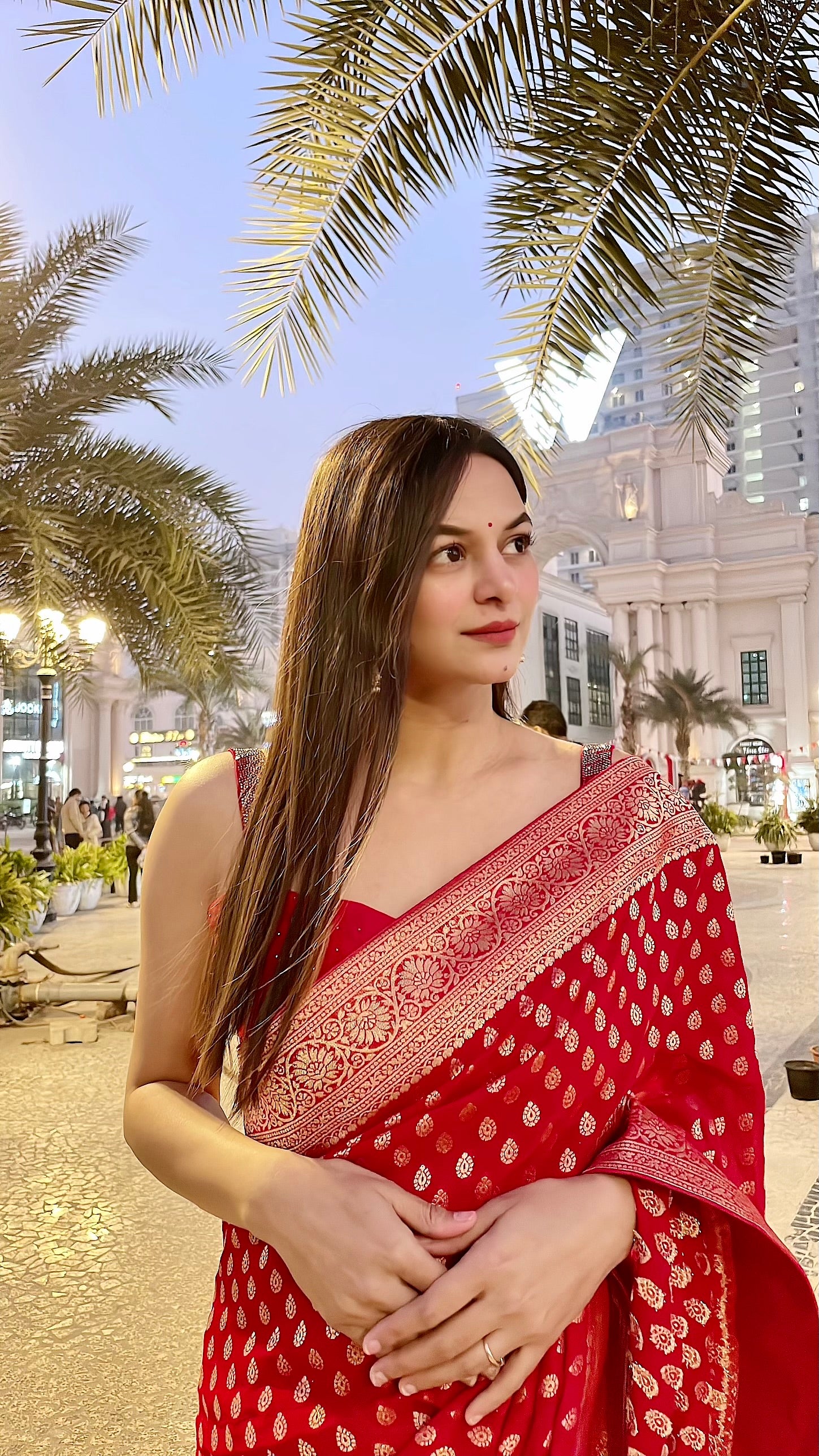 Red Banarasi Pure  Khaddi Georgette Saree With Zari Weaving Buttis
