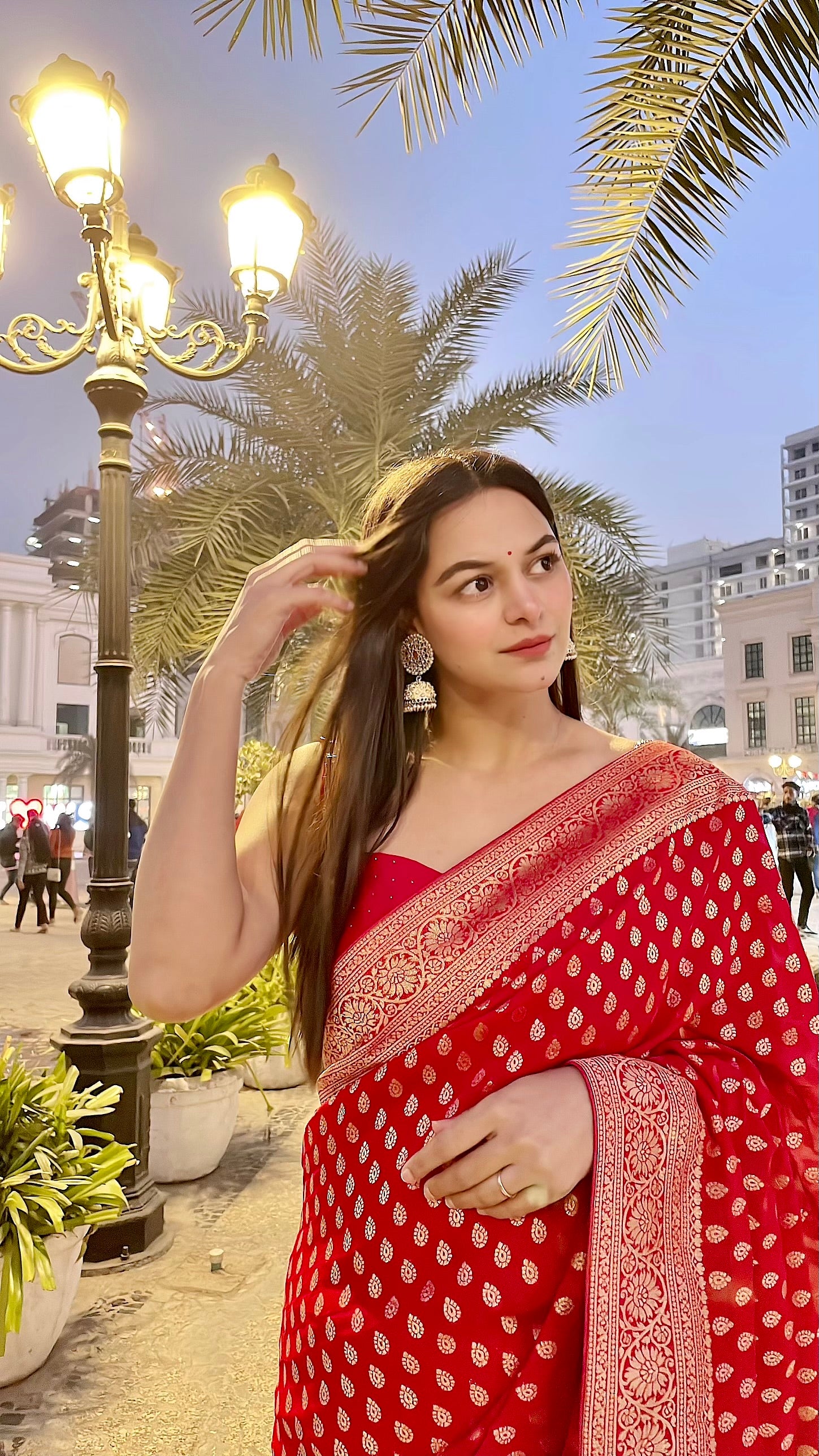 Red Banarasi Pure  Khaddi Georgette Saree With Zari Weaving Buttis