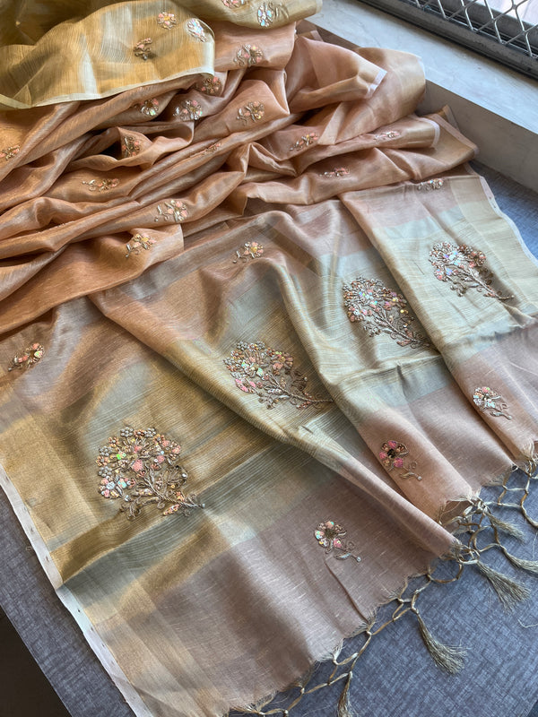 Pure Tissue Linen Silk Saree