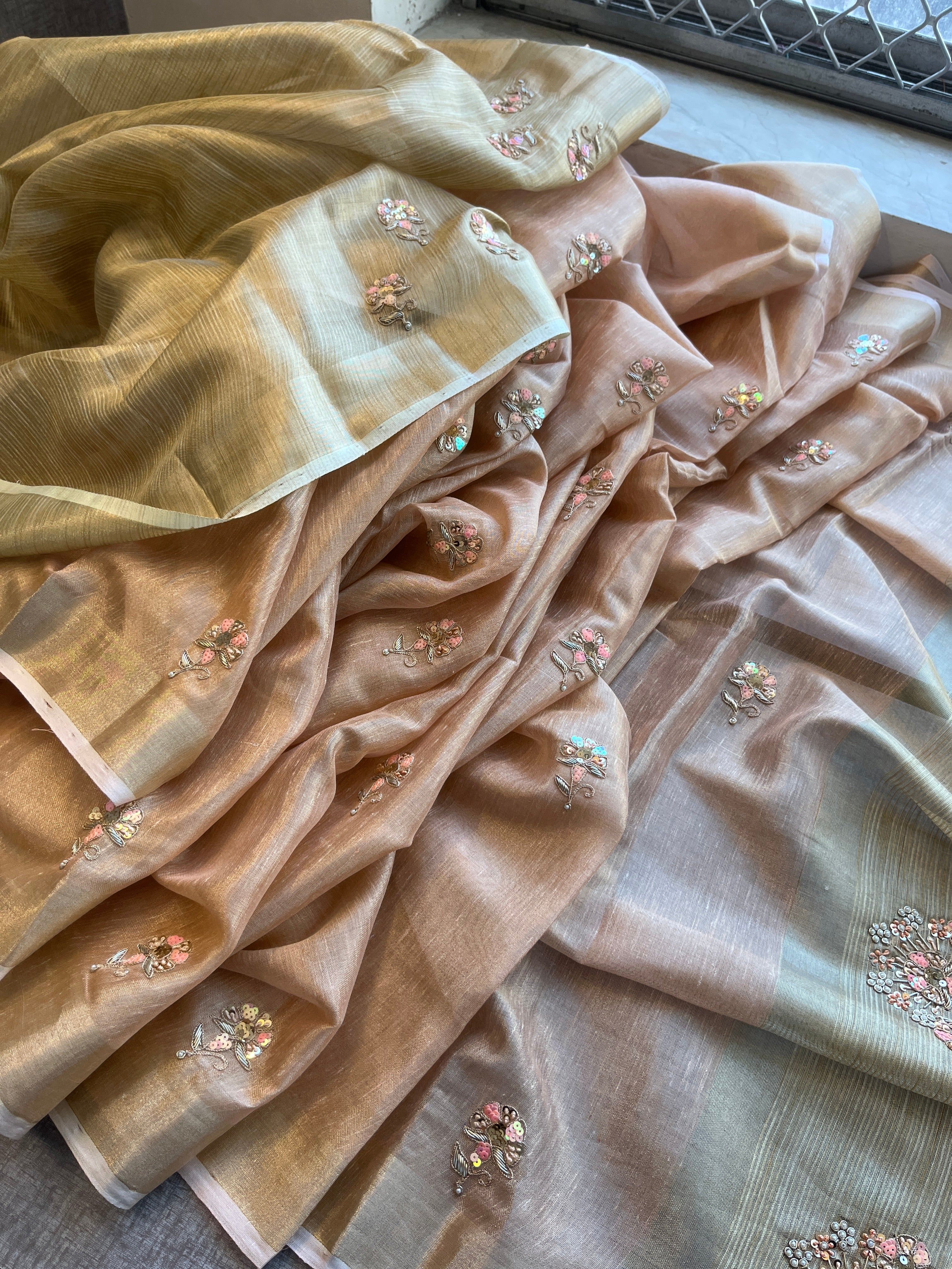 Pure Tissue Linen Silk Saree