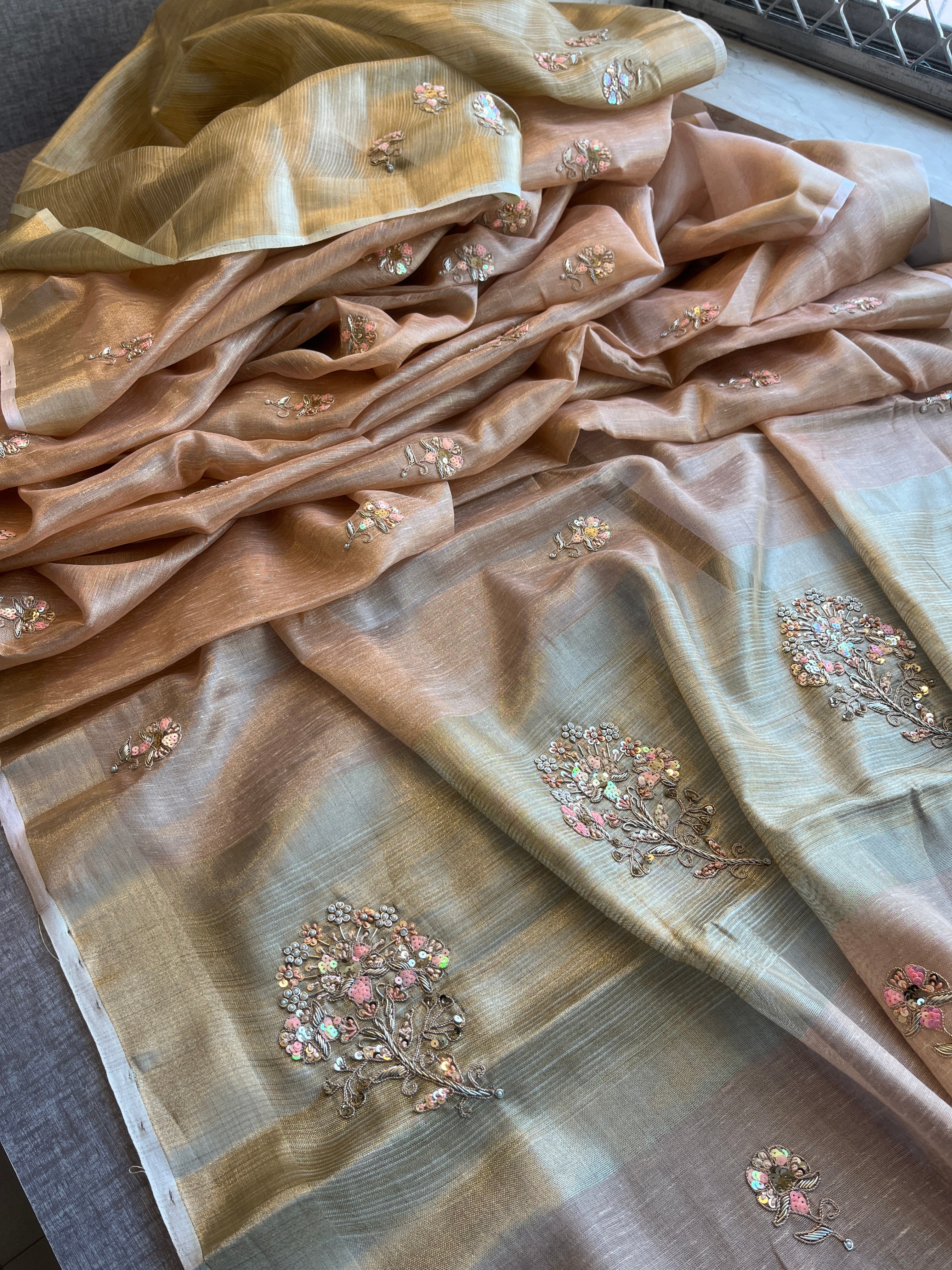 Pure Tissue Linen Silk Saree
