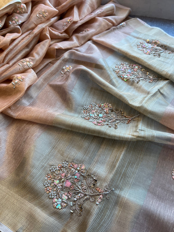 Pure Tissue Linen Silk Saree