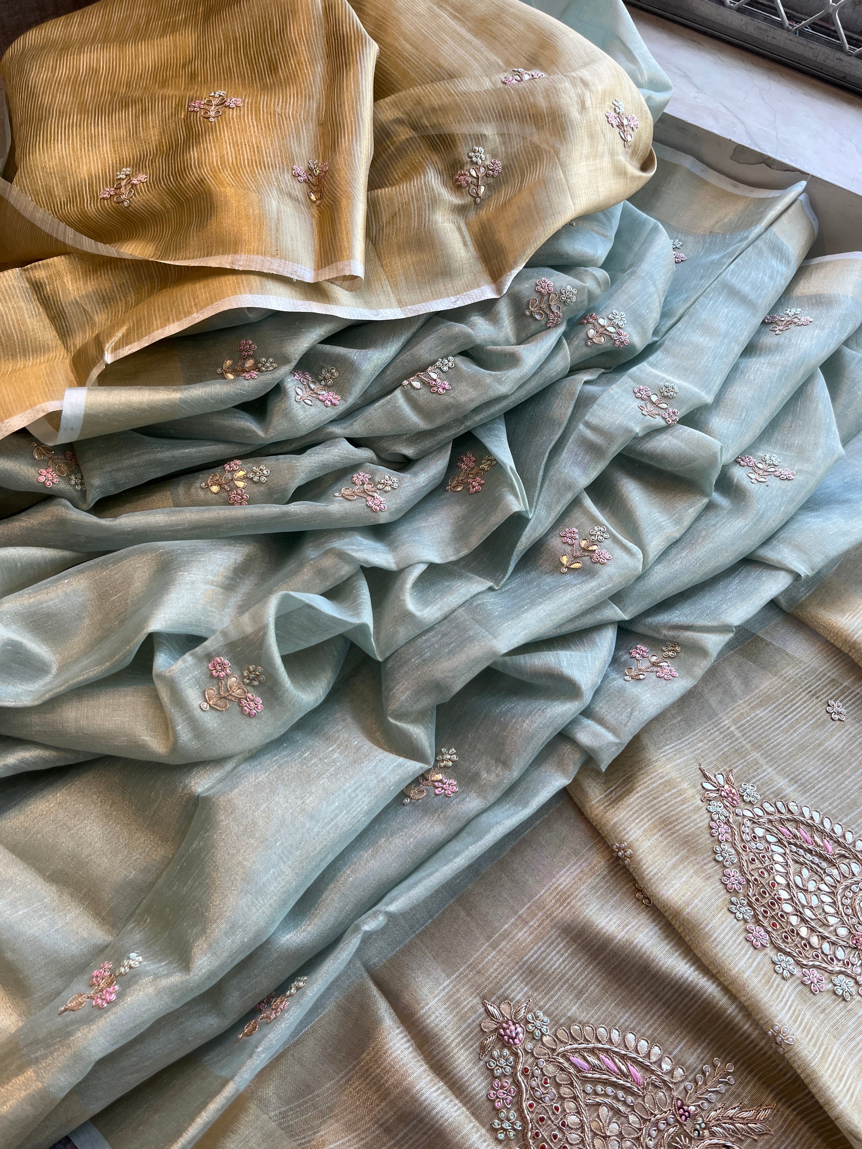 Pure Tissue Linen Silk Saree