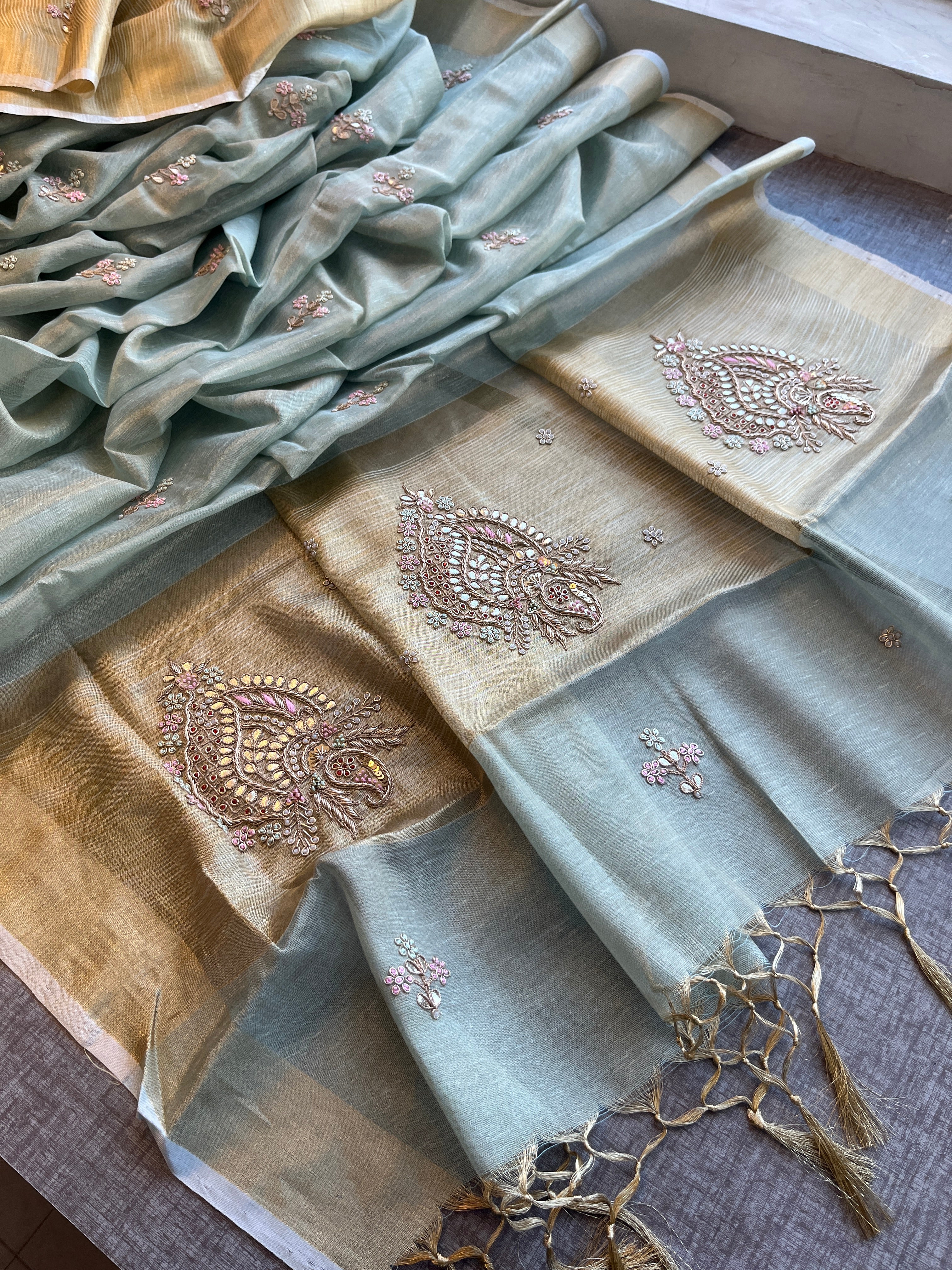 Pure Tissue Linen Silk Saree