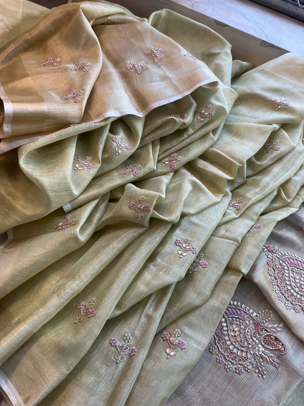 Pure Tissue Linen Silk Saree