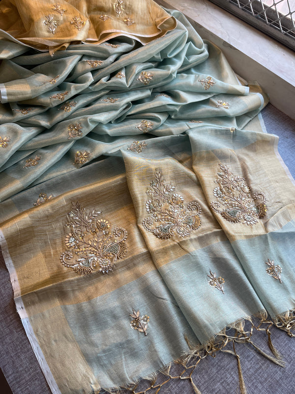 Tissue Linen Silk Saree