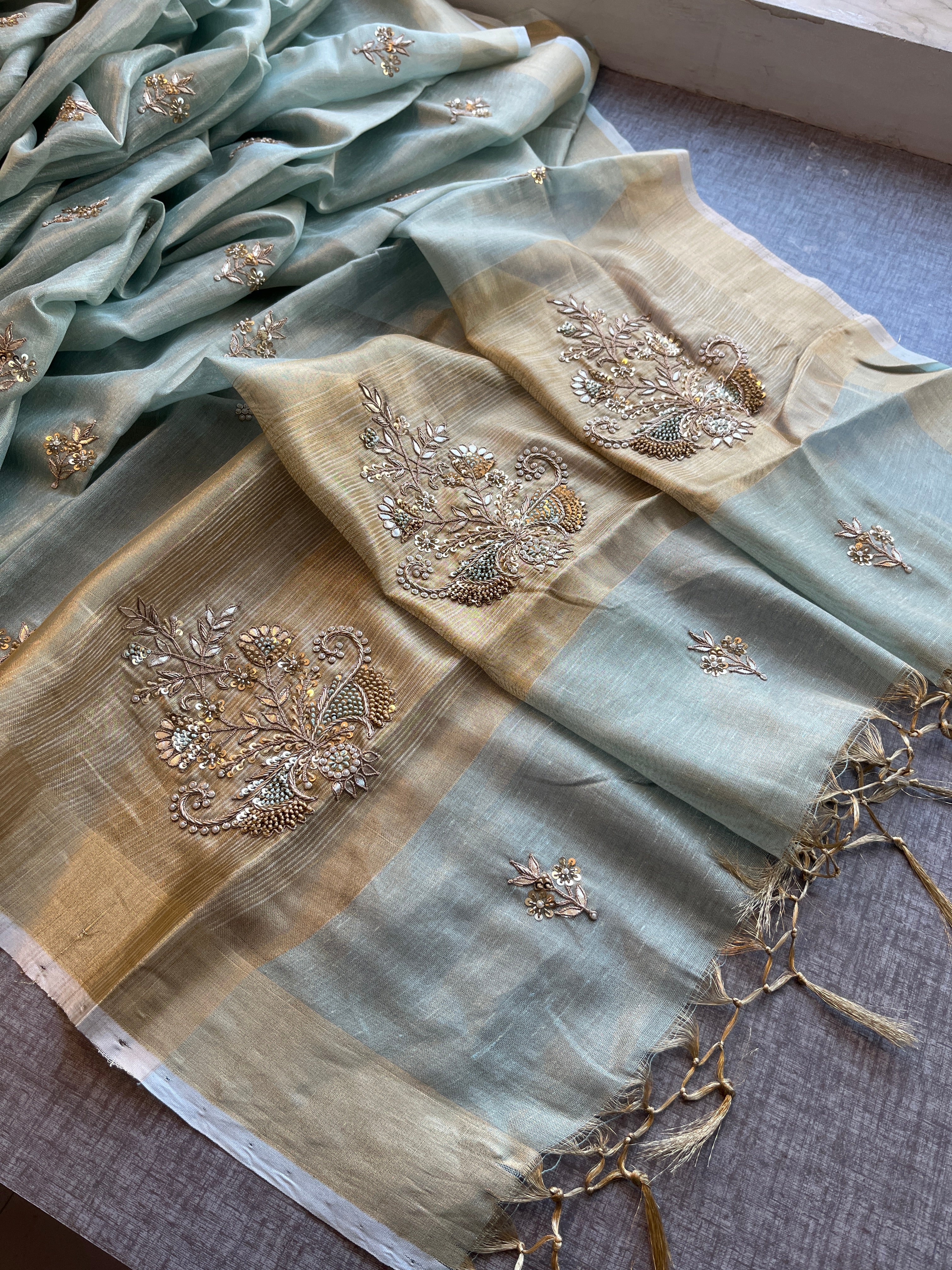 Tissue Linen Silk Saree