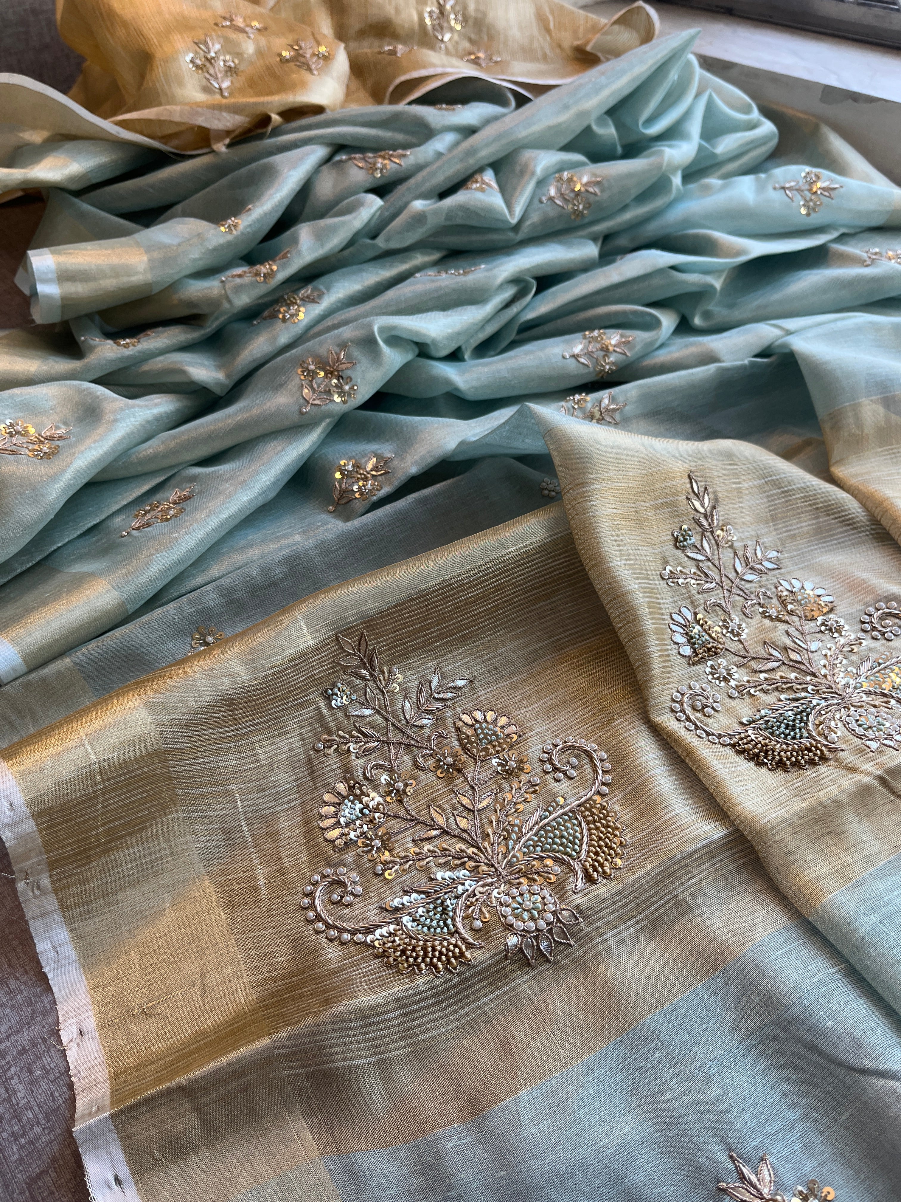 Tissue Linen Silk Saree