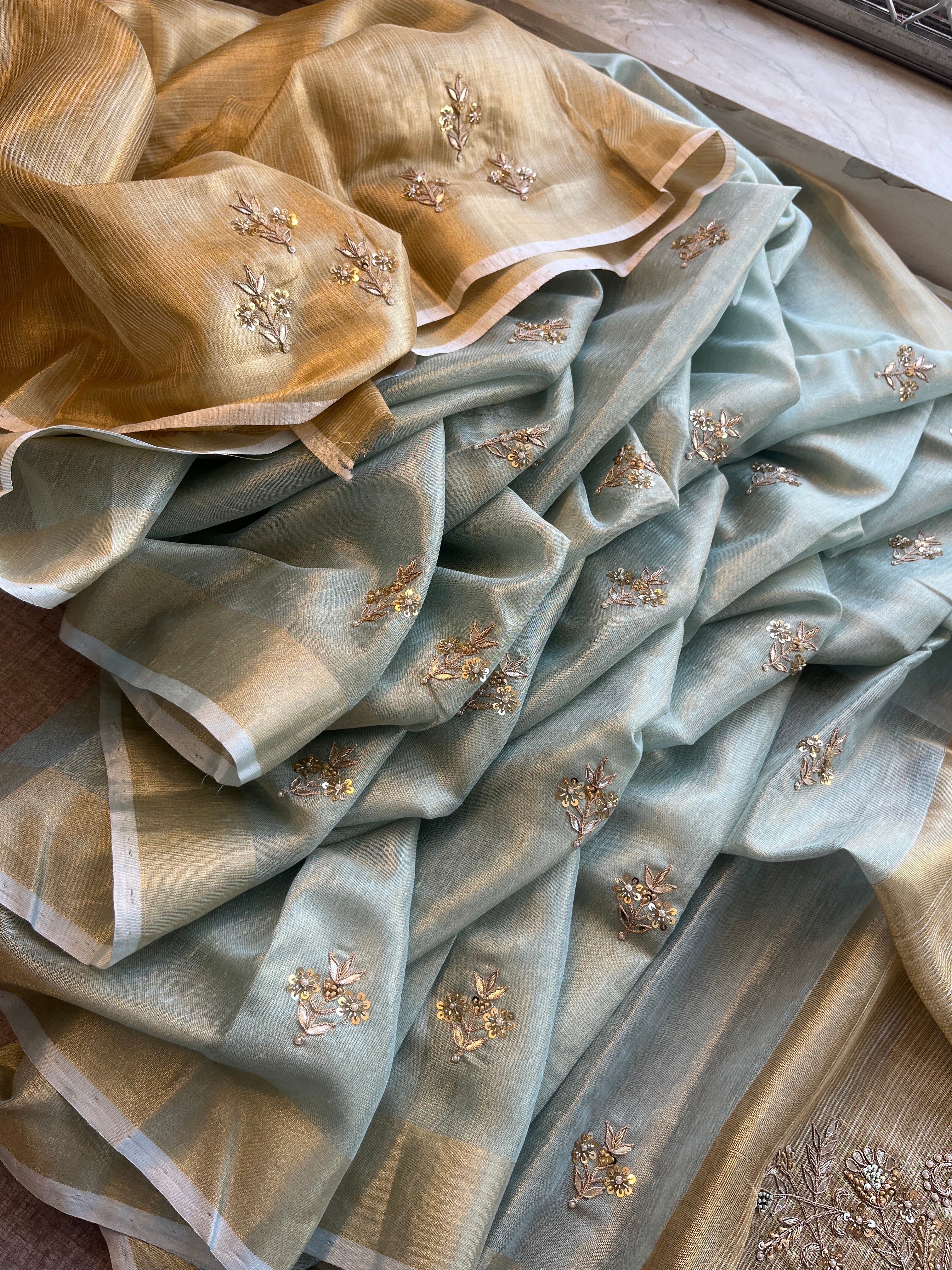 Tissue Linen Silk Saree