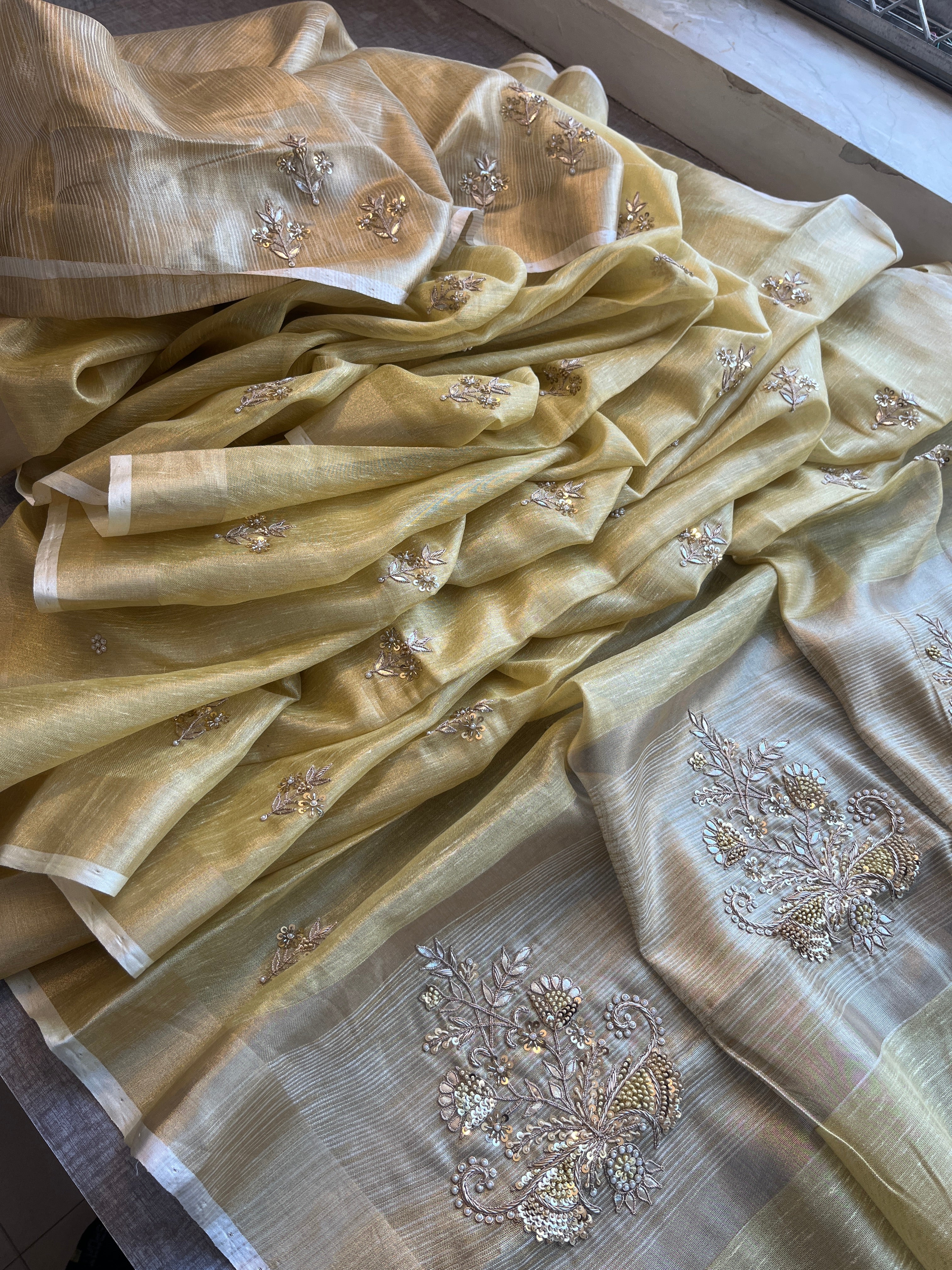 Tissue Linen Silk Saree