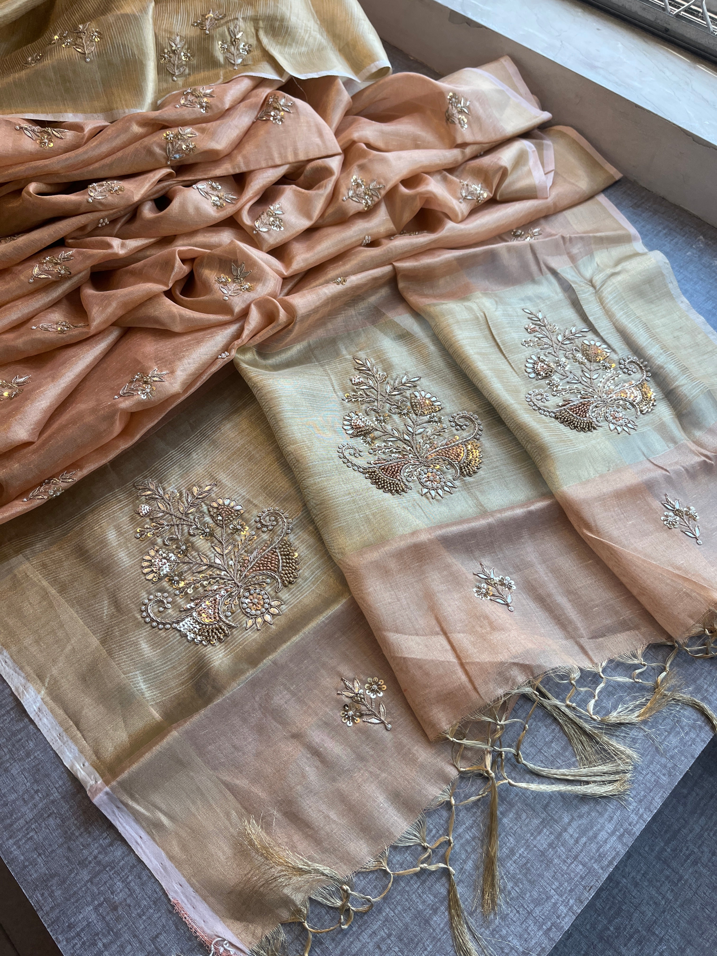 Tissue Linen Silk Saree