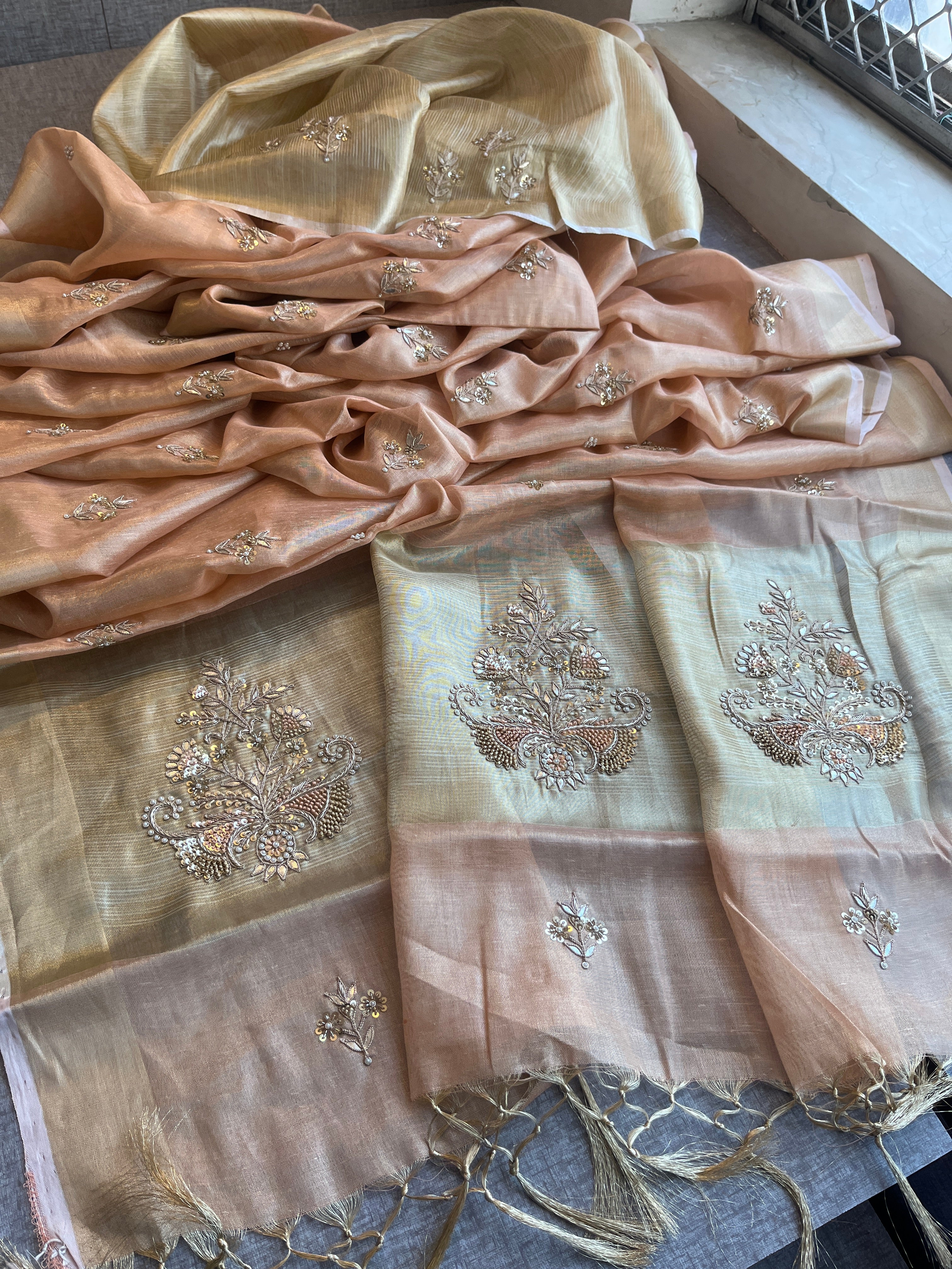 Tissue Linen Silk Saree