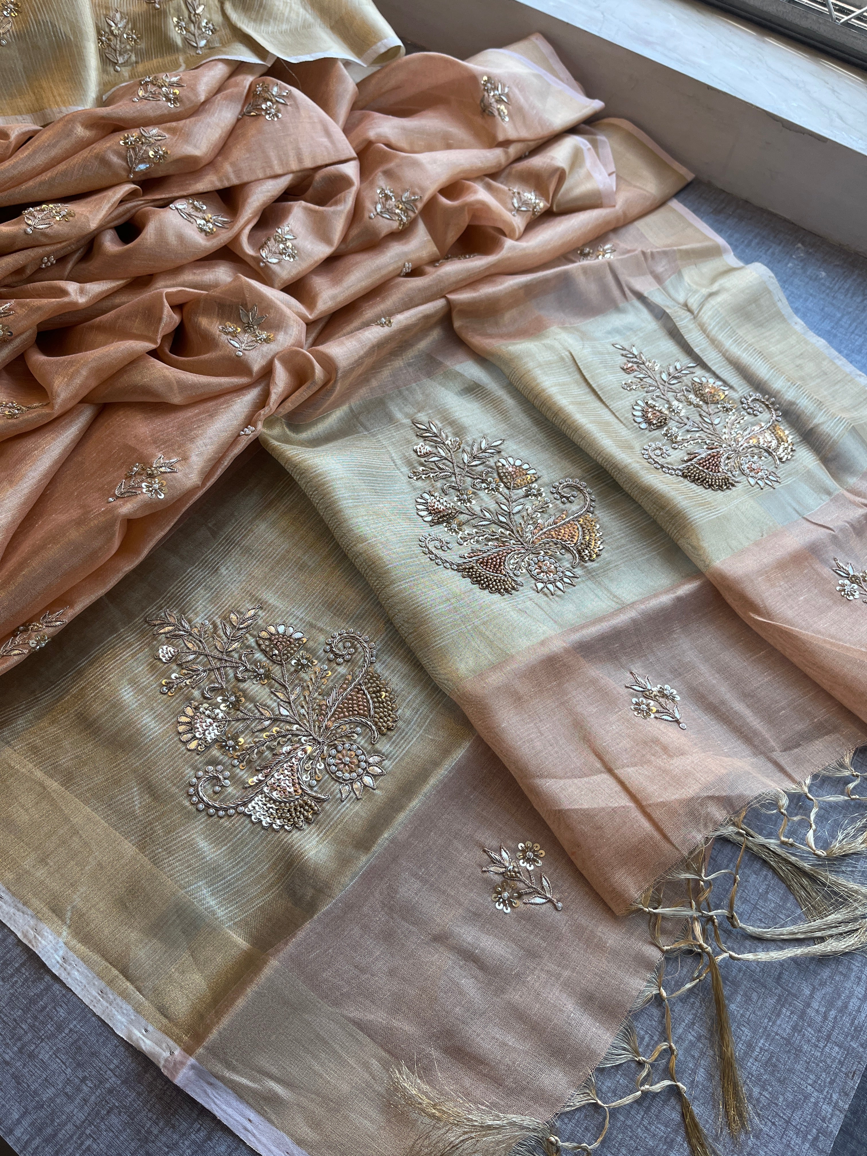 Tissue Linen Silk Saree